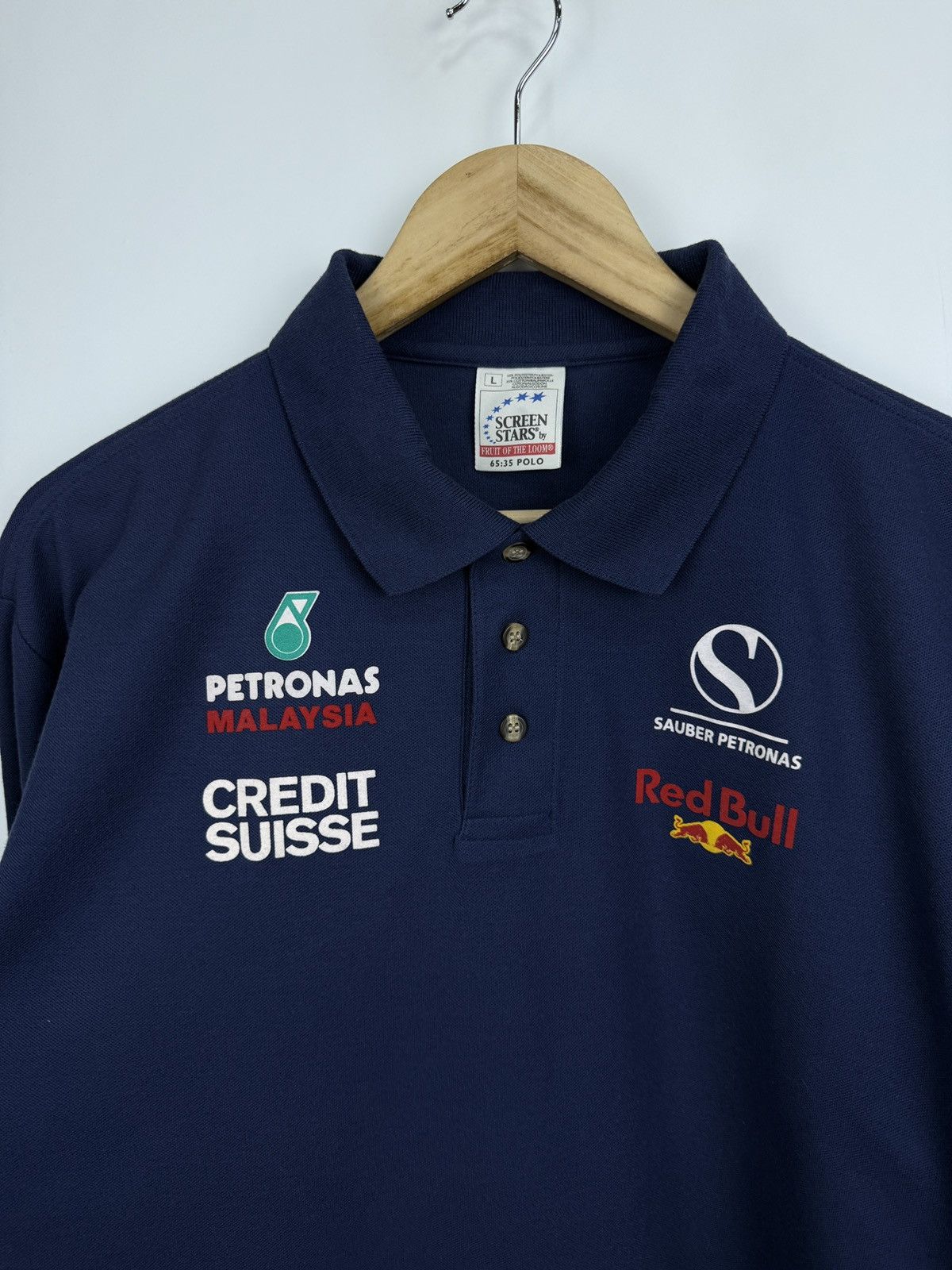 Formula 1 🇨🇭 Vintage 90s Sauber Petronas Red Bull Formula 1 Racing Polo Size US L / EU 52-54 / 3 - 4 Thumbnail