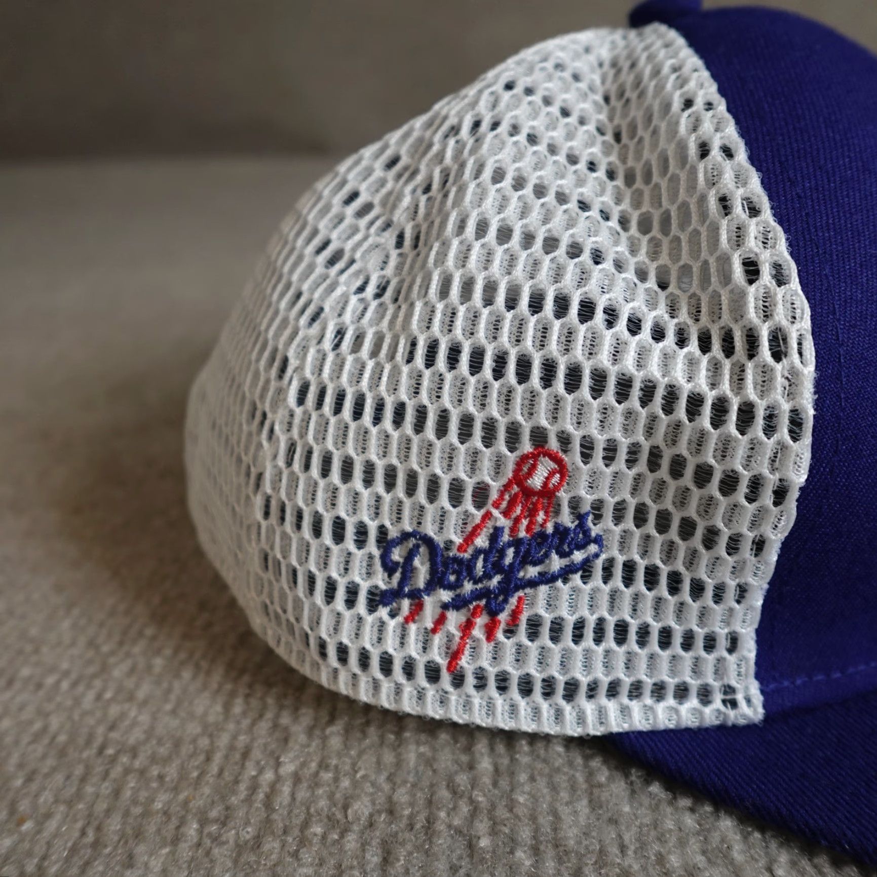 New Era Los Angeles Dodgers Hat Blue Trucker New Era Embroidered Hat Size ONE SIZE - 6 Thumbnail