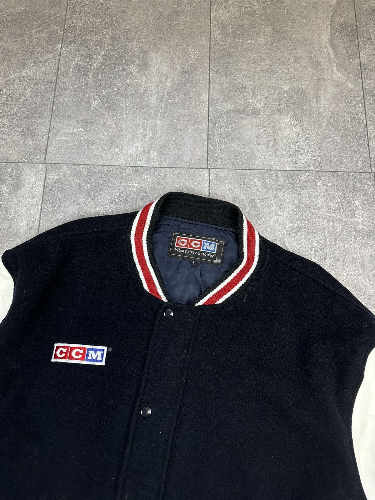 Ccm Men’s CCM wool bomber jacket overprint logo Size US L / EU 52-54 / 3 - 14 Thumbnail