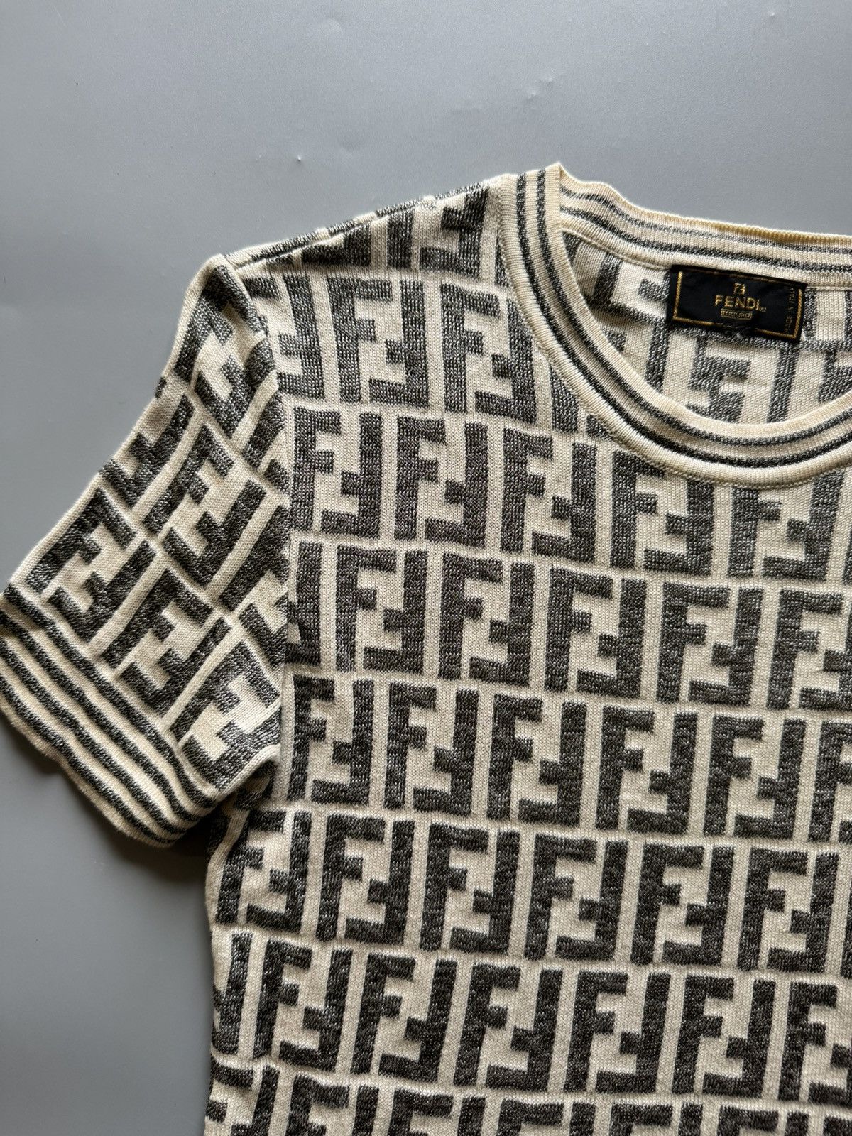 Fendi 2000s Fendi FF Monogram Knit Tshirts S/Sleeves Size S / US 4 / IT 40 - 3 Thumbnail