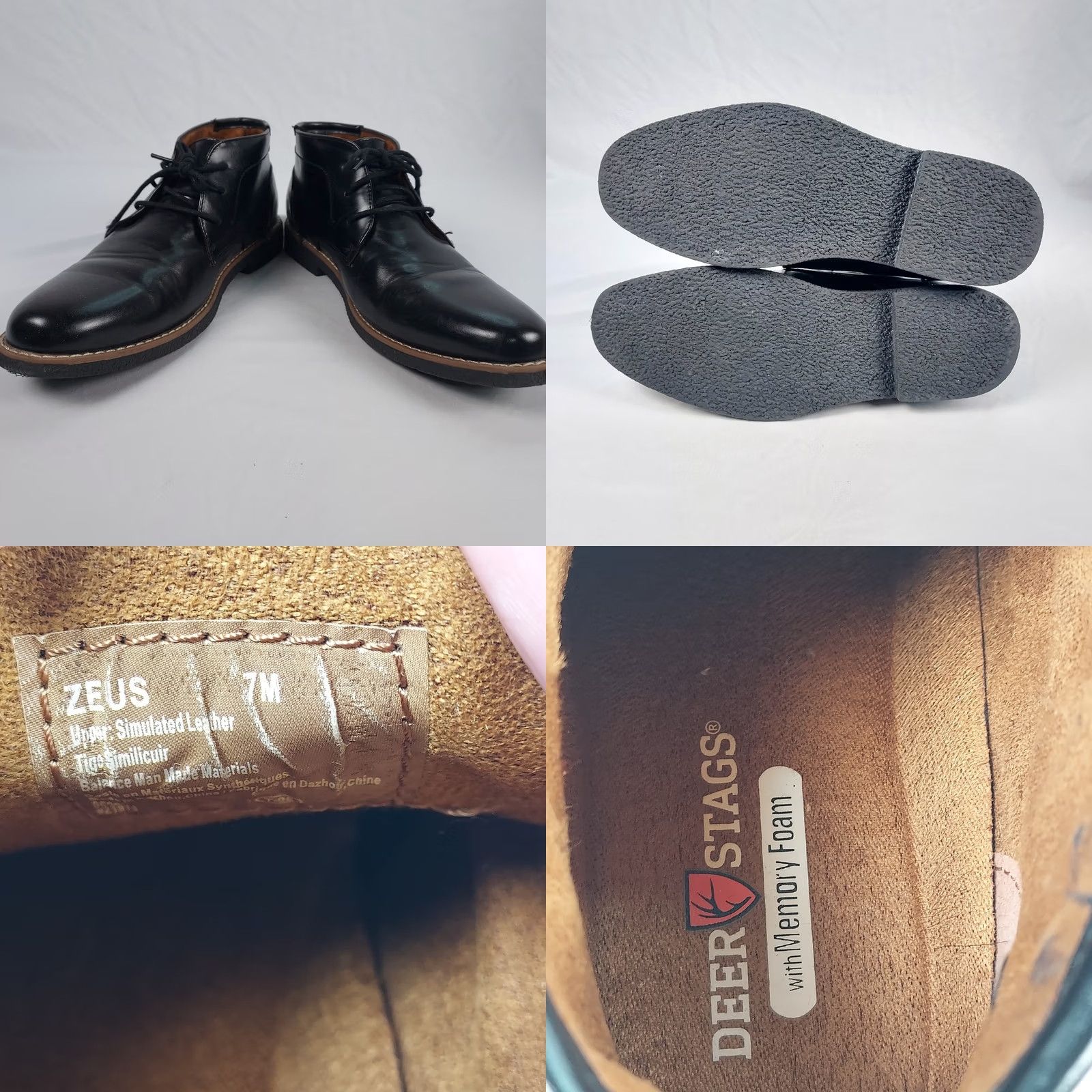 Vintage Deer Stags Zeus Chukka Boots Mens 7 Black Leather Lace Up Casual Shoes Boot Straight Toe M Ankle Vintage No Size US 7 / EU 40 - 8 Thumbnail
