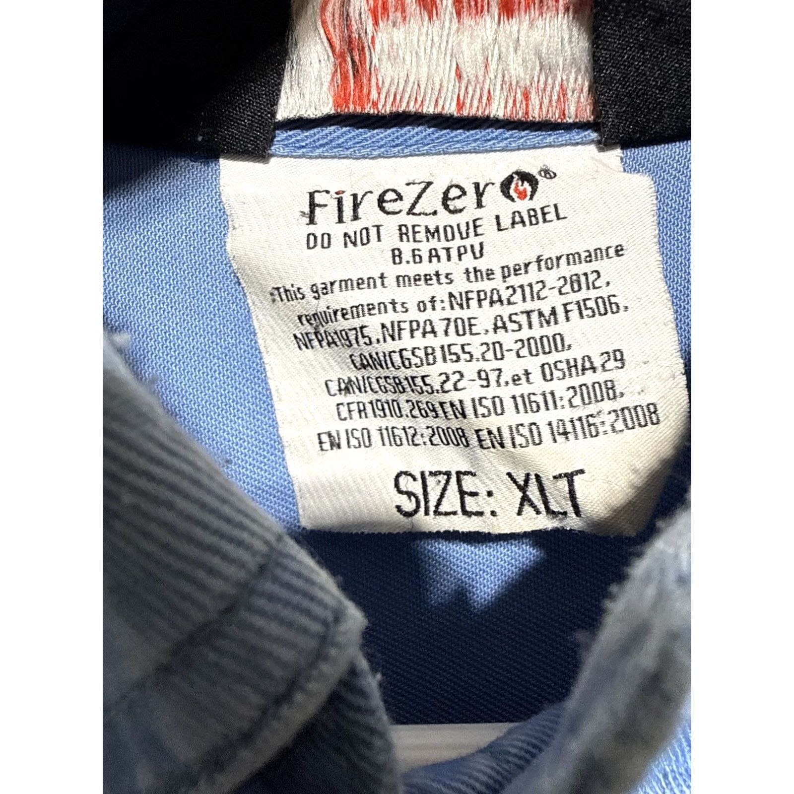 GAS Oil And Gas Safety Supply Men’s XLT Long Sleeve Fire Zero Shirt Flame Resistant Blue 3M Scotchlite Reflective Stripes Mens XLT Shirt Size US XL / EU 56 / 4 - 5 Thumbnail
