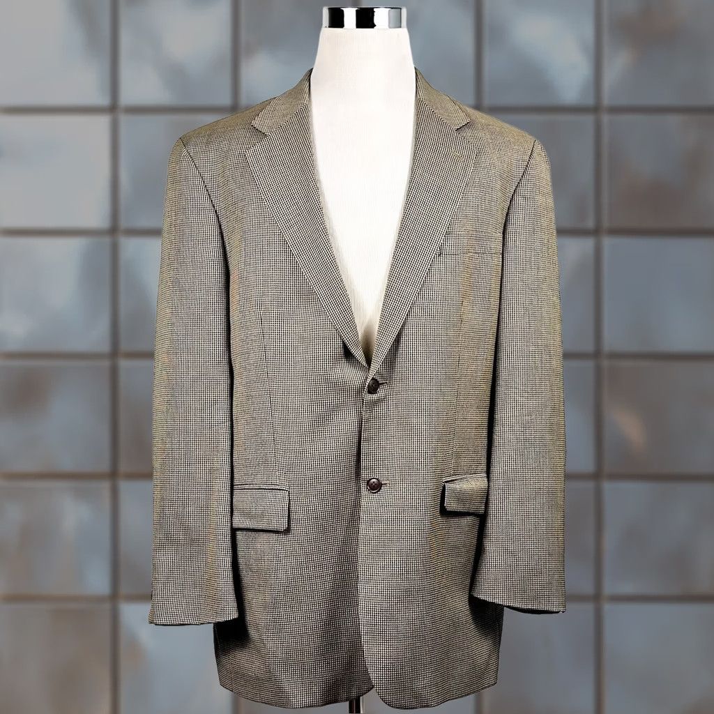 Nautica Nautica Sport Coat 44L Gold Black Houndstooth 100% Wool Two Button Fully Lined Mens Size US XS / EU 42 / 0 - 1 Thumbnail