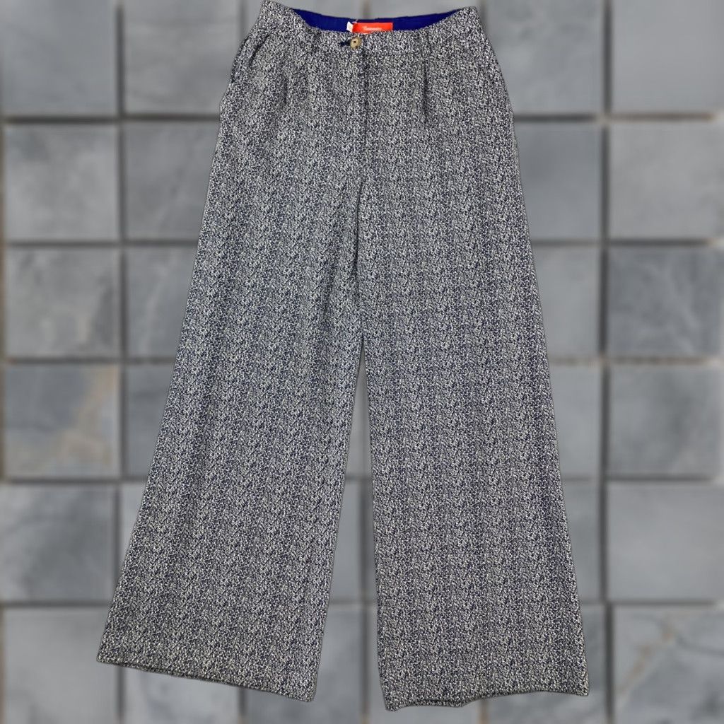Anthropologie VINTAGE Anthropologie Cartonnier Pants 6 Blue Eliza Jacquard High Rise Wide Leg Boho Size 28" / US 6 / IT 42 - 1 Thumbnail