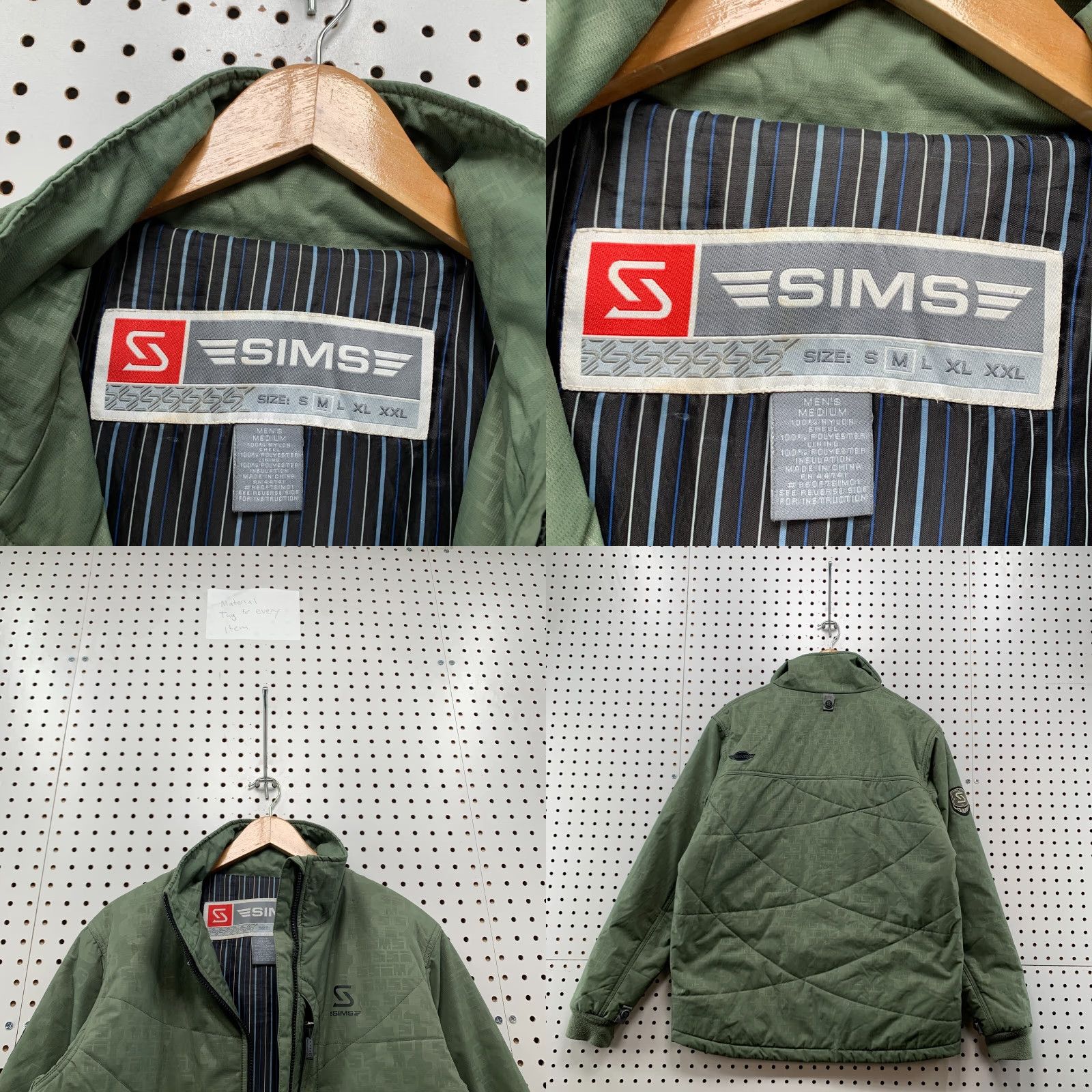 Spell VINTAGE Sims Jacket Green Full Zip Bomber Nylon Men's Medium 90s Spell Out AOP Size US M / EU 48-50 / 2 - 8 Thumbnail
