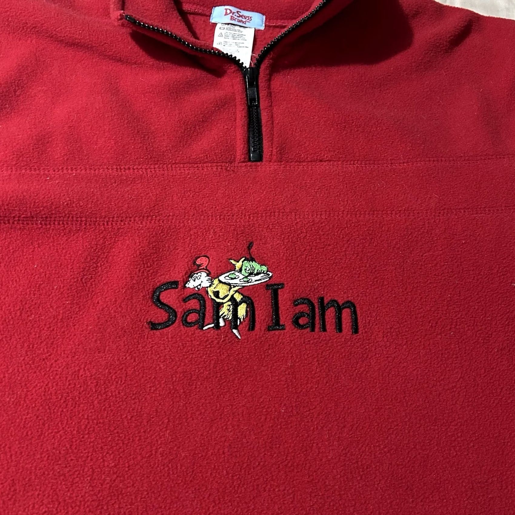 Vintage VINTAGE Dr Seuss Sam I Am Green Eggs And Ham Fleece Pullover Large Sweatshirt Mens L Red Size US L / EU 52-54 / 3 - 2 Thumbnail