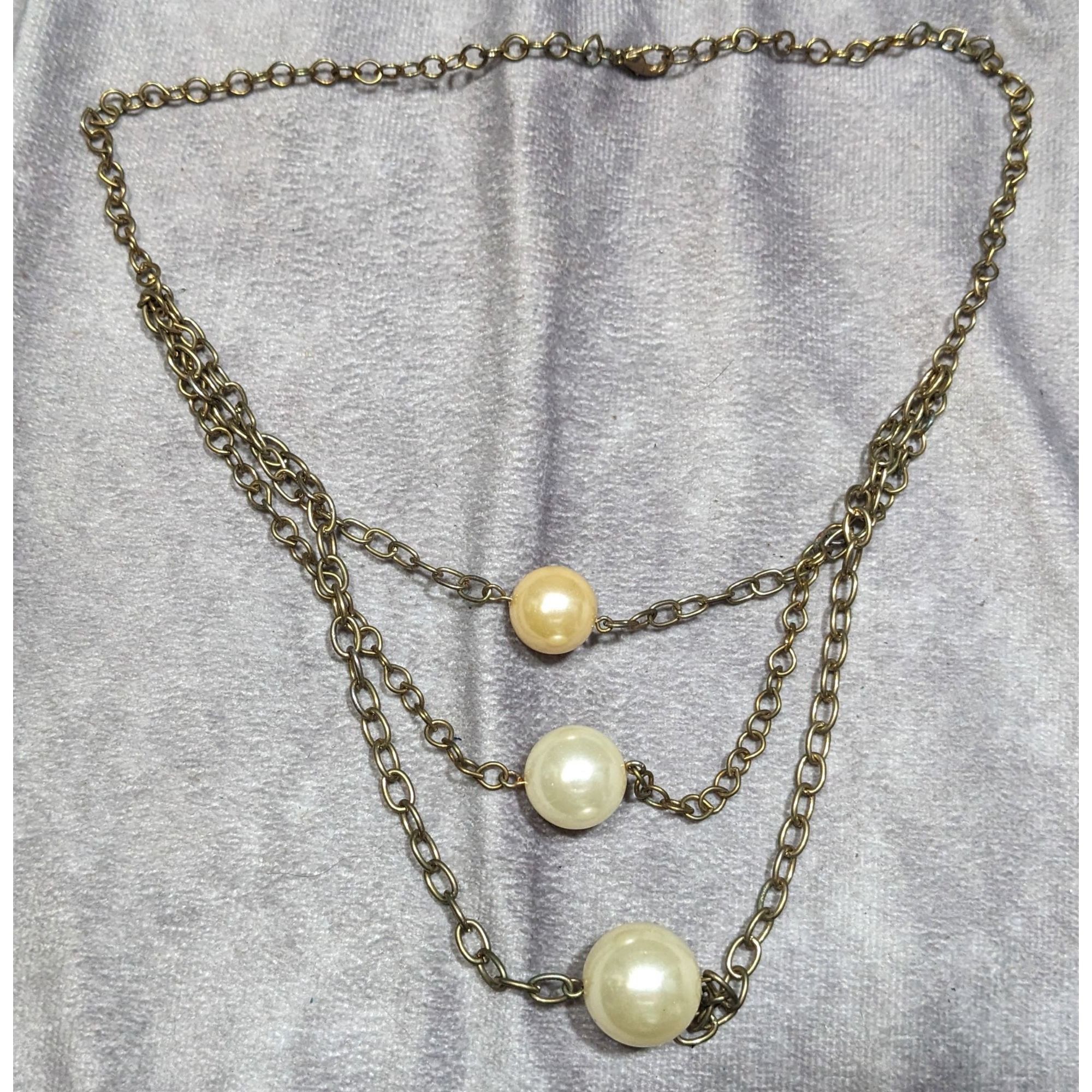 Other Vintage Glam Layered Chain Necklace With Faux Pearls Size ONE SIZE - 6 Thumbnail