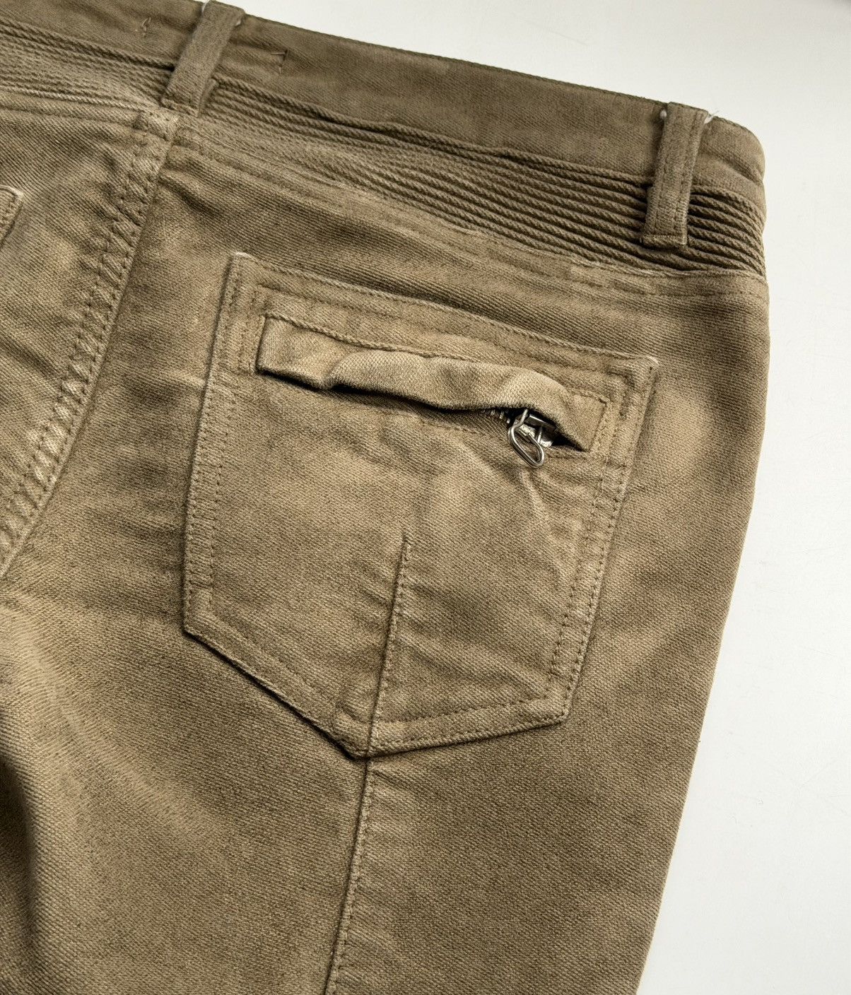 Balmain BALMAIN Decarnin SS 2010 Wax ‘Stain’ Biker Denim Zip Pants Size 28" / US 6 / IT 42 - 22 Thumbnail