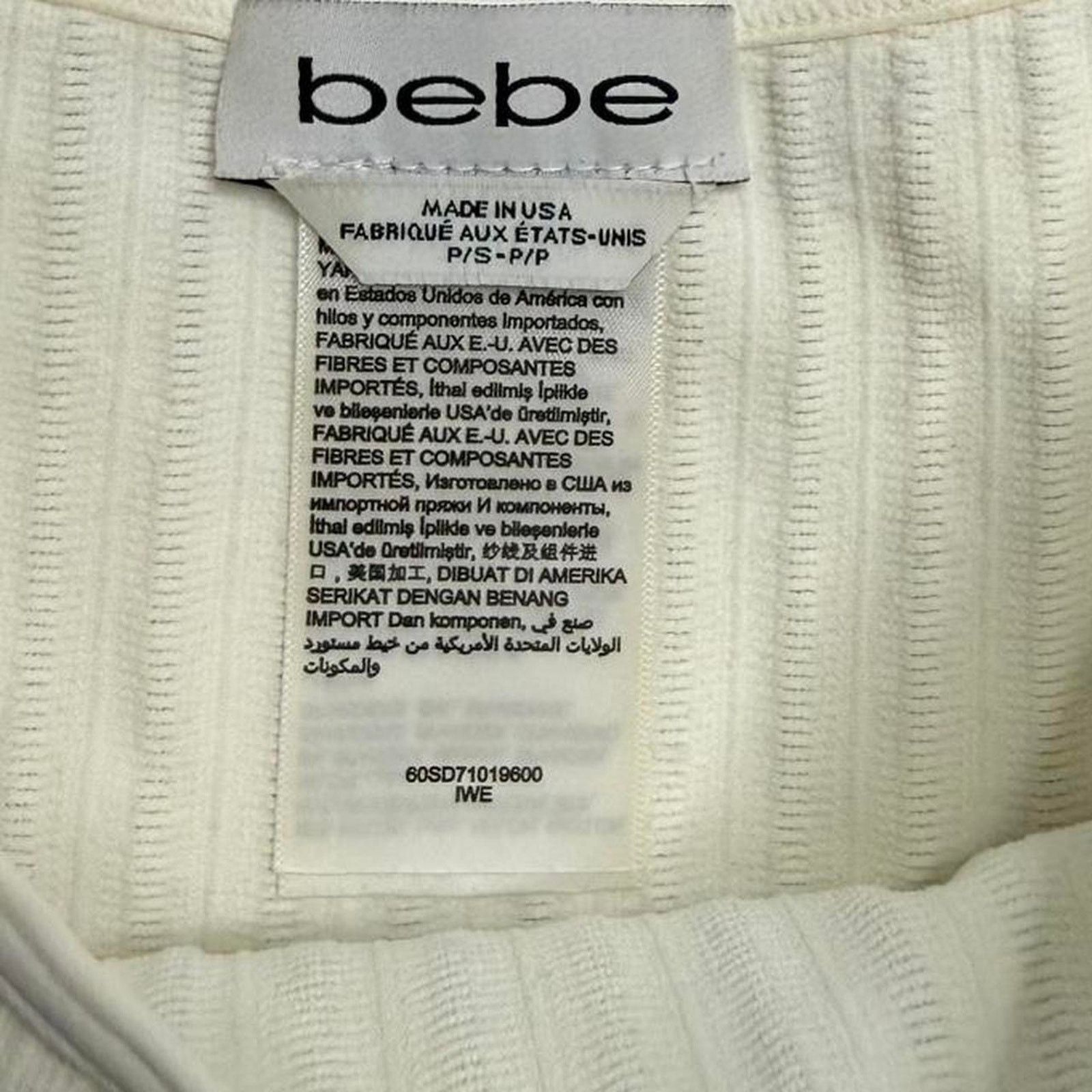 Bebe Bebe White ribbed short sleeve top size small Size S / US 4 / IT 40 - 3 Thumbnail