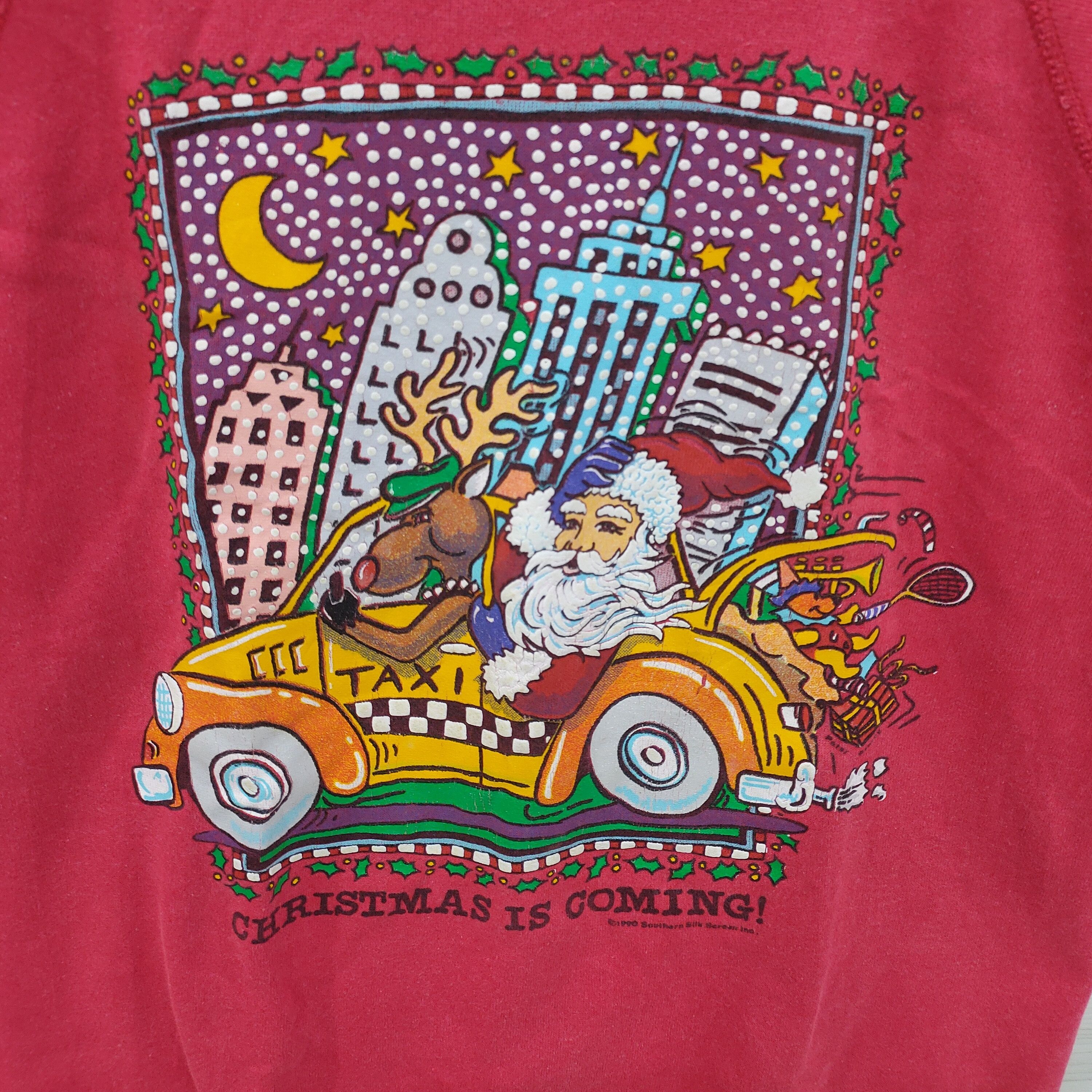 Hanes × Vintage 1990 Santa Taxi Christmas is Coming Sweater Size US M / EU 48-50 / 2 - 8 Thumbnail