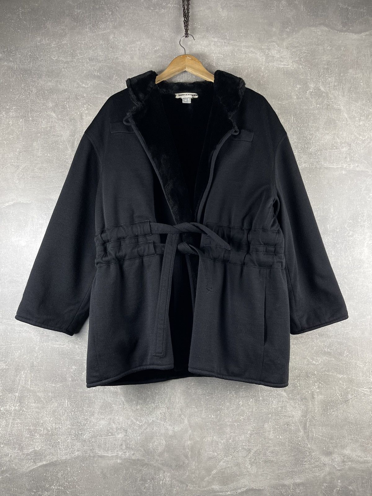 Sonia Rykiel Sonia Rykiel Paris Vintage 90s Black Wool Double Belted Coat Size S / US 4 / IT 40 - 1 Thumbnail