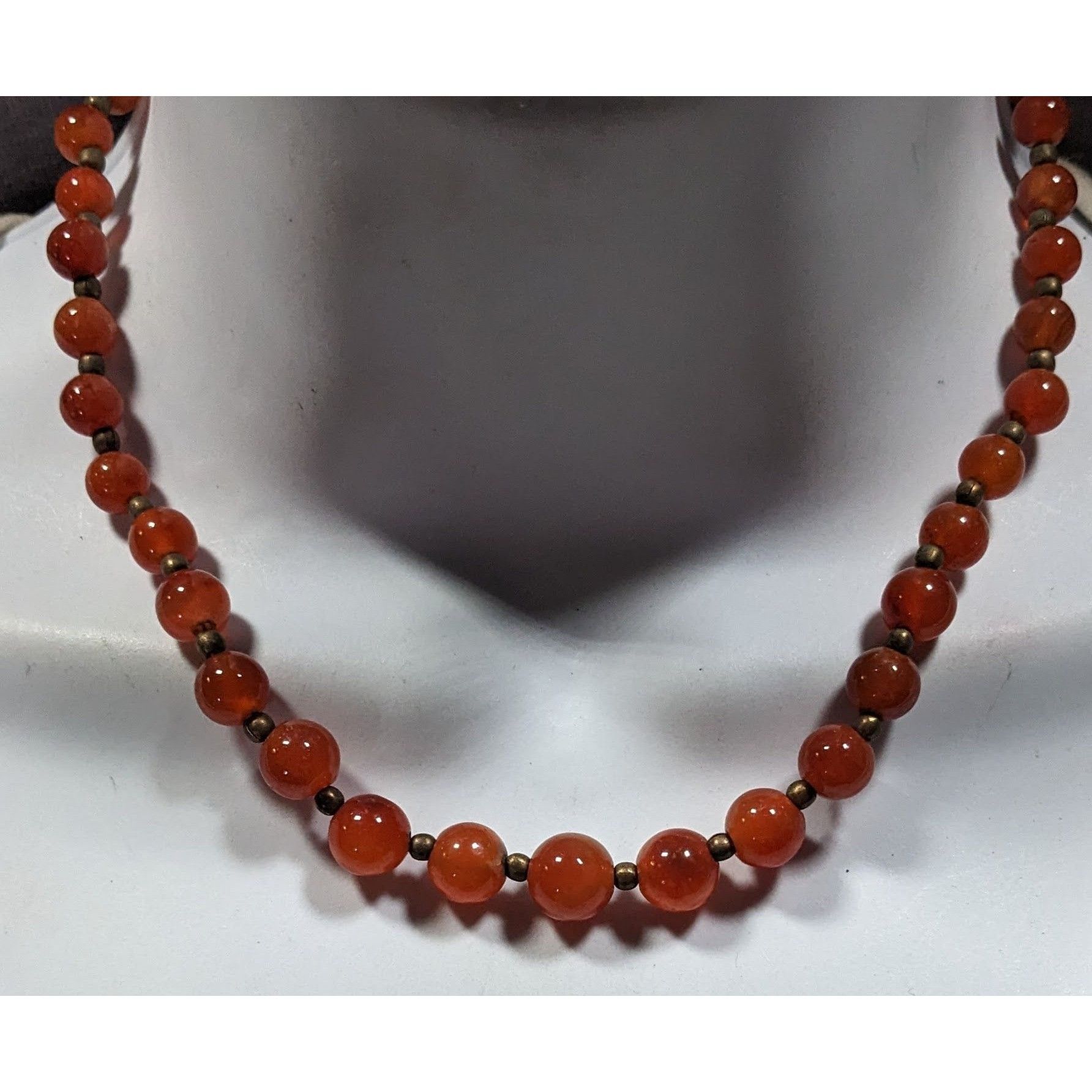 Other Vintage Polished Carnelian Beaded Necklace With Gold Tone Ac Size ONE SIZE - 2 Thumbnail