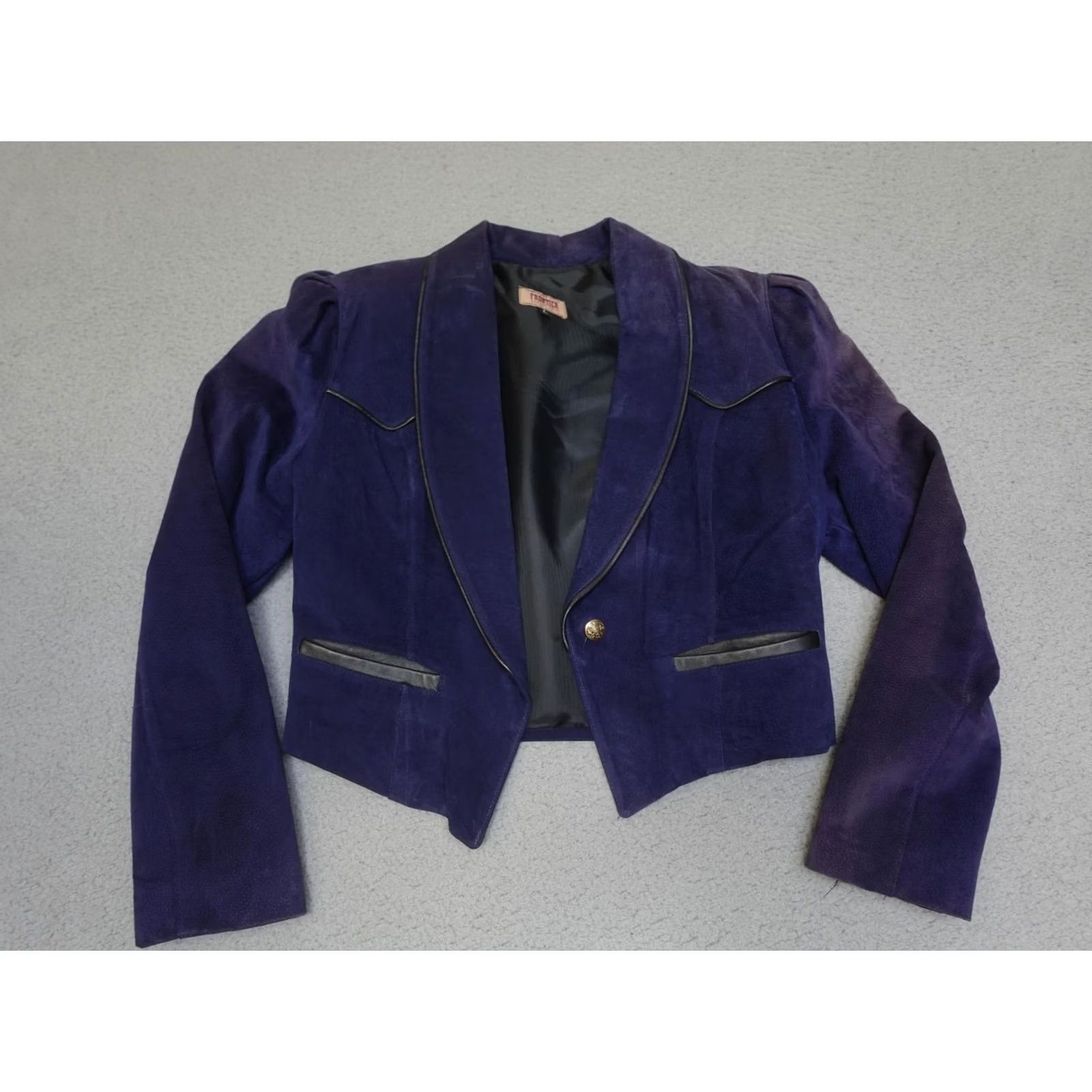 Vintage VINTAGE Frontier Collection Western Jacket Womens L Purple Suede Leather Cropped Rodeo Made USA Size L / US 10 / IT 46 - 2 Thumbnail