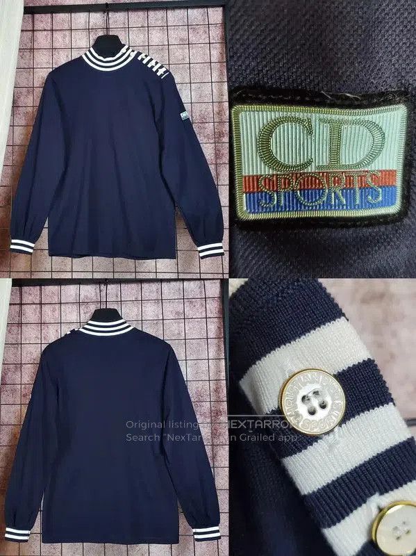 Dior Dior Navy Blue Cotton Embroidered Long Sleeve Tee . Size M / US 6-8 / IT 42-44 - 1 Thumbnail