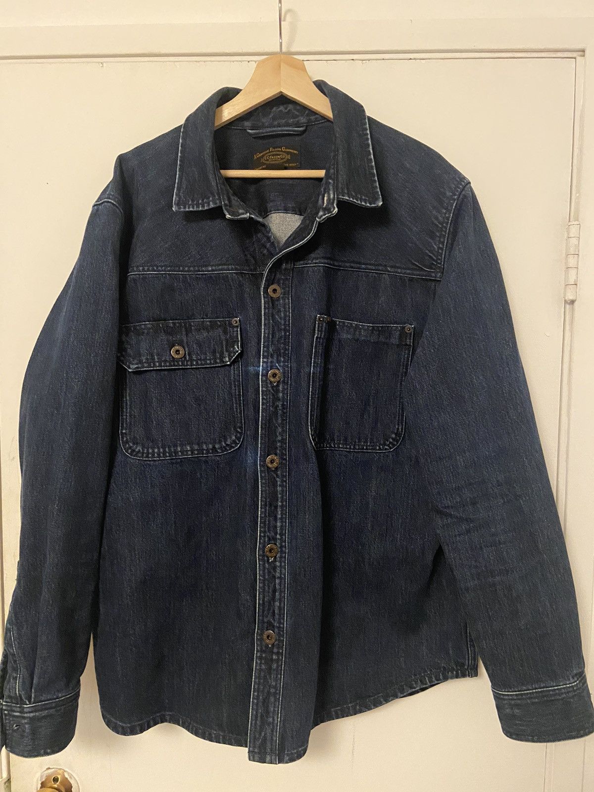 image of Filson Denim Shop Shirt Chore Jacket Size XL in Blue, Men's