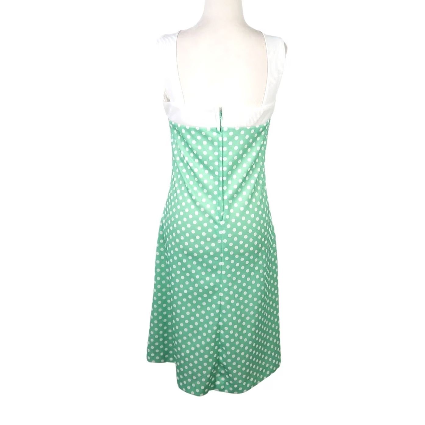 Vintage VINTAGE Ann Stevens Dress Polka Dot Mint Green White A-Line Sleeveless Knee Length Zip 70s 10 Womens Size L / US 10 / IT 46 - 4 Thumbnail