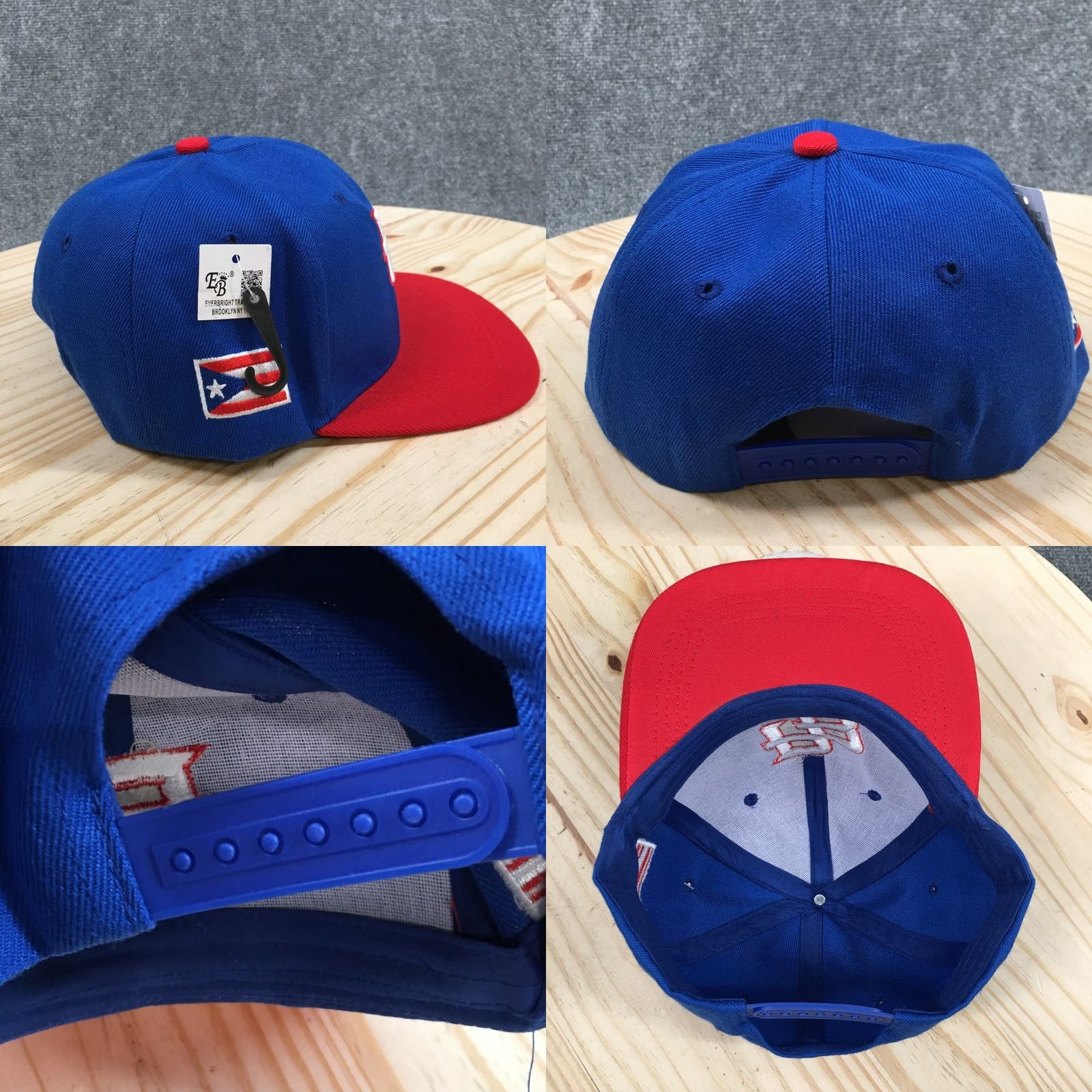 Vintage Everbright Puerto Rico Snapback Hat Blue OS Flat Brim Embroidered Logo Unisex Men Size ONE SIZE - 8 Thumbnail
