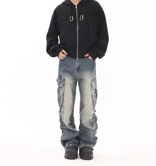 Vintage washed distressed side pocket rare jeans