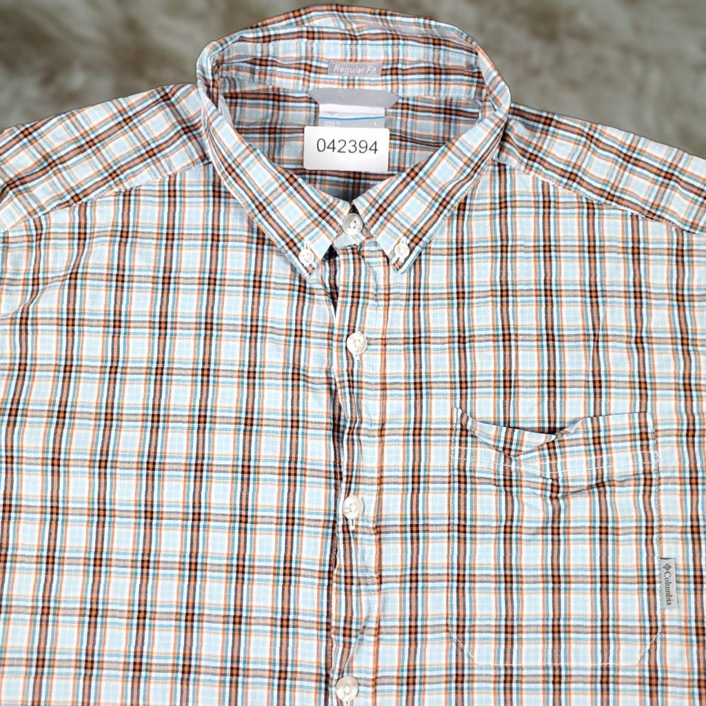 Vintage Columbia Shirt Mens Size Large Blue Orange Plaid Casual Button Up Short Sleeve Size US L / EU 52-54 / 3 - 1 Thumbnail