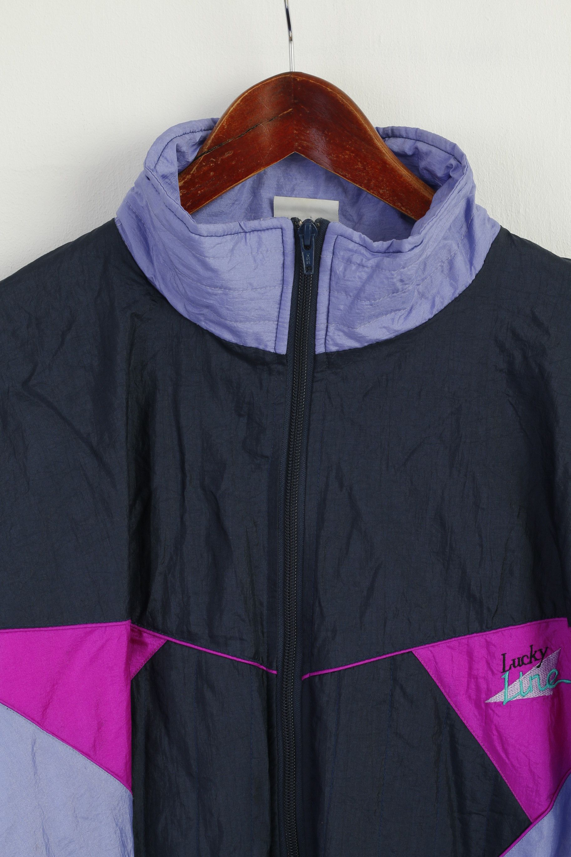 Vintage Lucky Line Men XL Jacket Purple Shiny Vintage 90s 8832 Size US XL / EU 56 / 4 - 3 Thumbnail