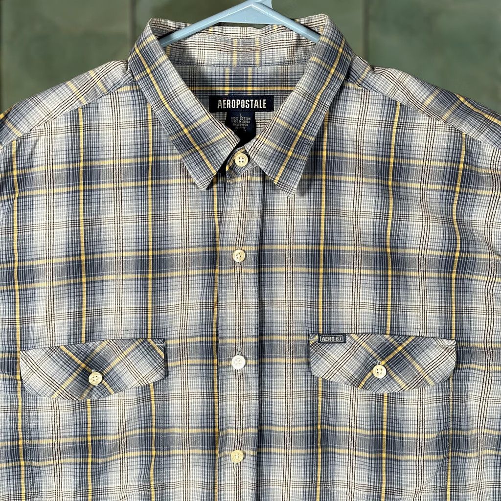 Vintage Aeropostale Shirt Mens Large Blue Plaid Long Sleeve Cotton Button Up Casual Y2K Size US L / EU 52-54 / 3 - 1 Thumbnail