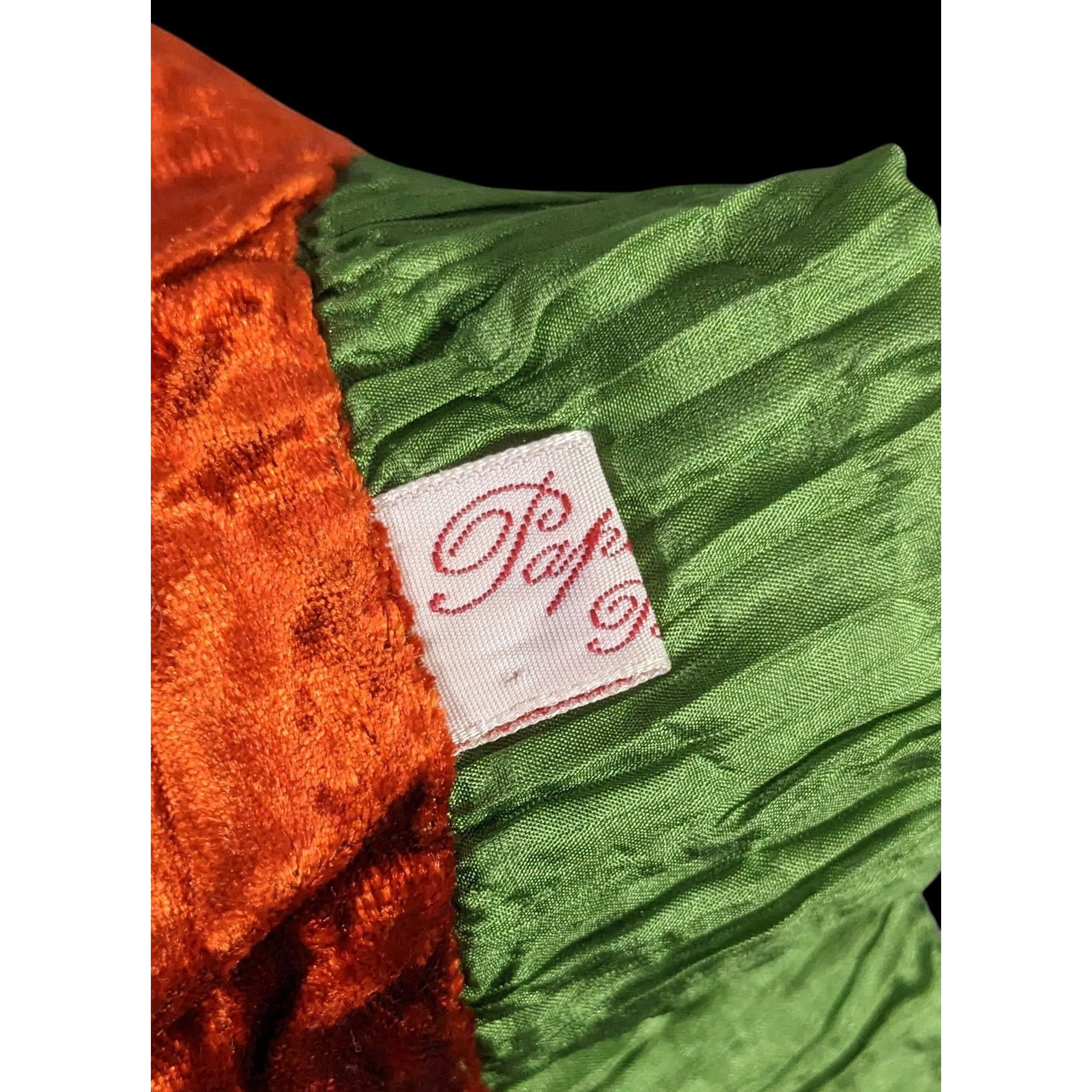 Other Papagena Paris Vintage Orange & Green Velvet Scarf W/Gold He Size ONE SIZE - 4 Thumbnail