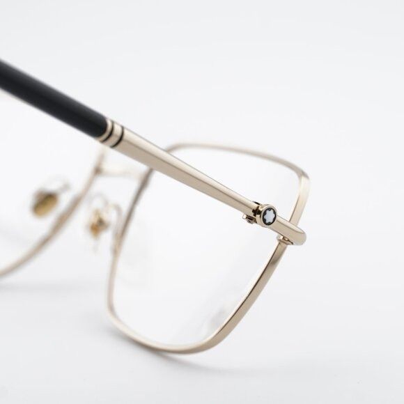 Montblanc Montblanc MB0072O 003 Eyeglasses Gold/Black 57mm Rectangle Size ONE SIZE - 8 Thumbnail