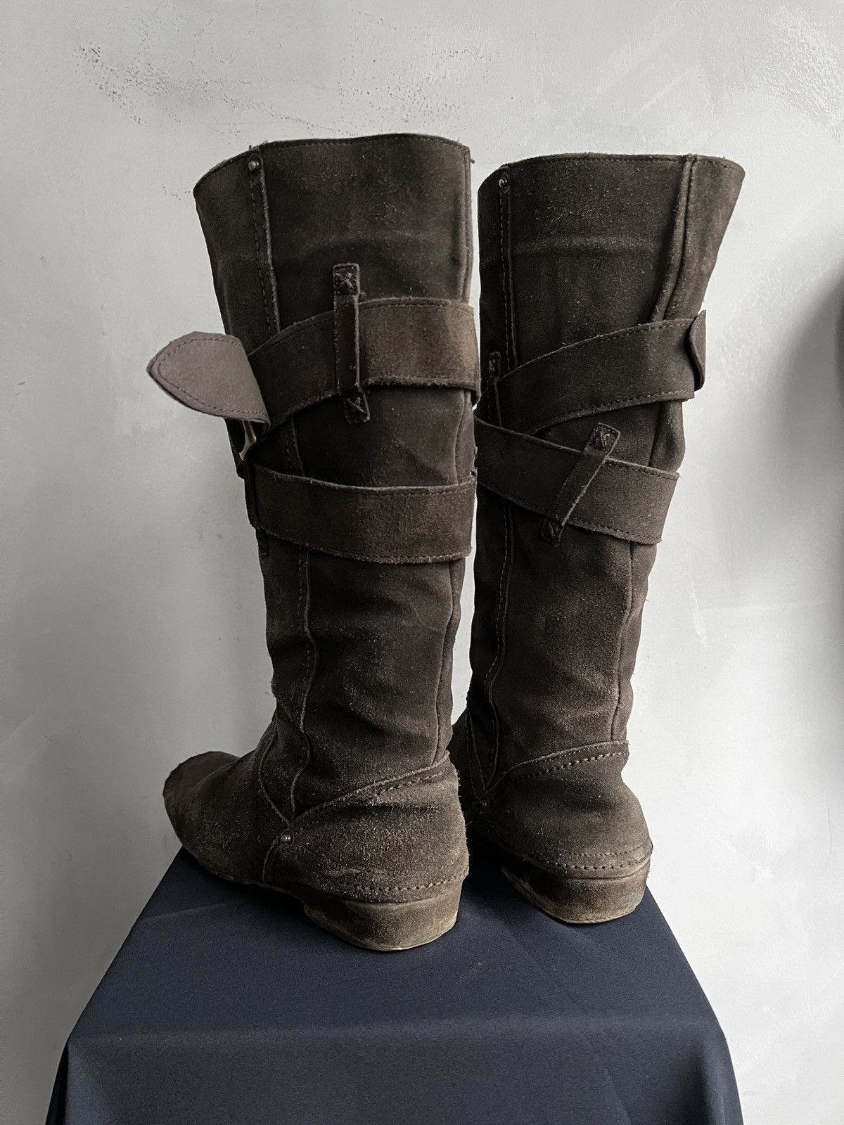 Hedi Slimane Leather suede ankle belted Maison Margiela style boots y2k Size US 7.5 / EU 40-41 - 4 Thumbnail