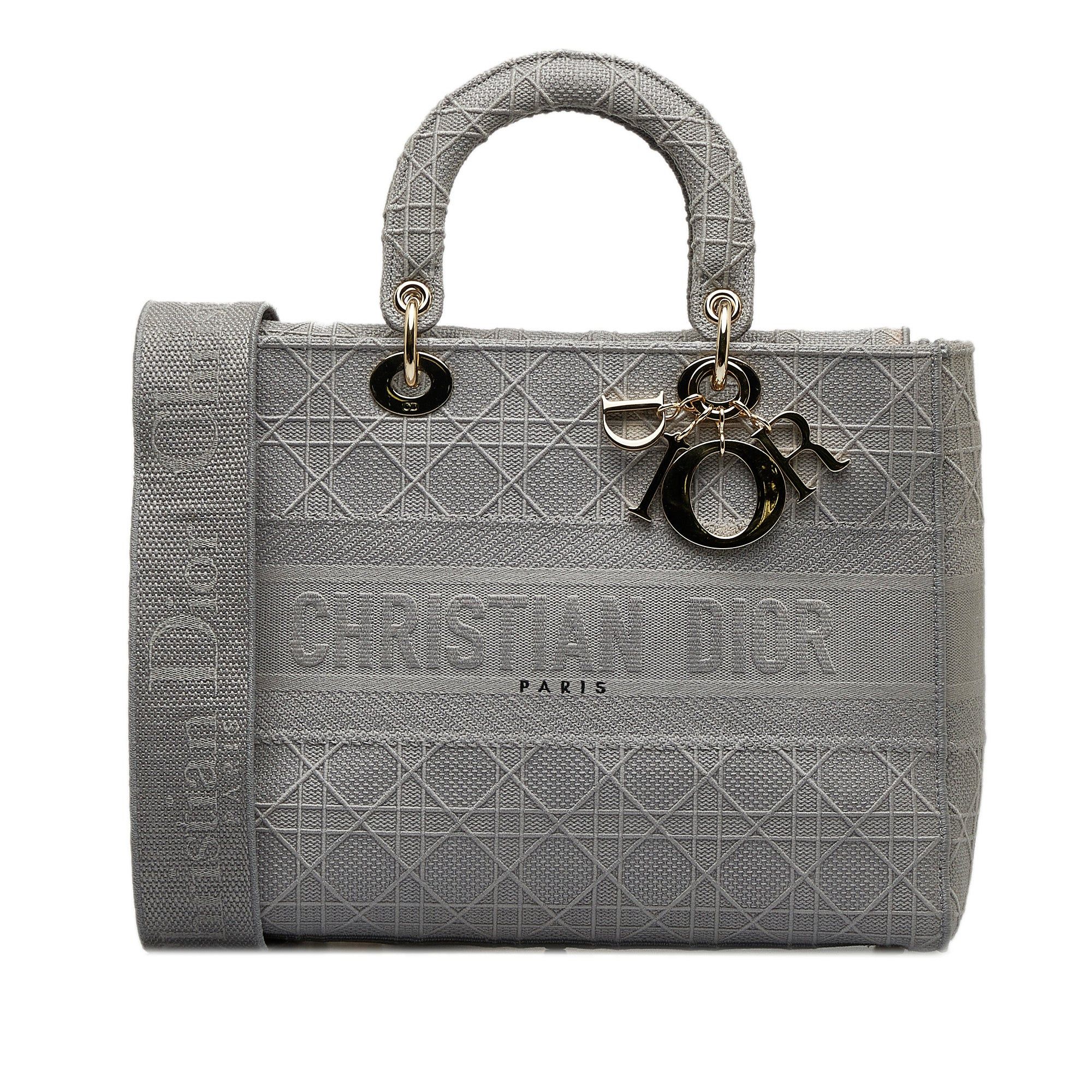 Dior Dior Large Canvas Cannage Lady D Lite Gray Size ONE SIZE - 1 Thumbnail