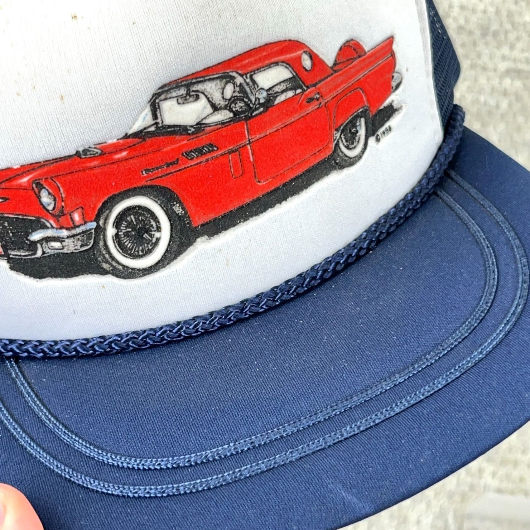 Vintage Vintage Ford Thunderbird 57 T-Bird Trucker Hat Cap Snapback Blue White 80s 90s Size ONE SIZE - 4 Thumbnail