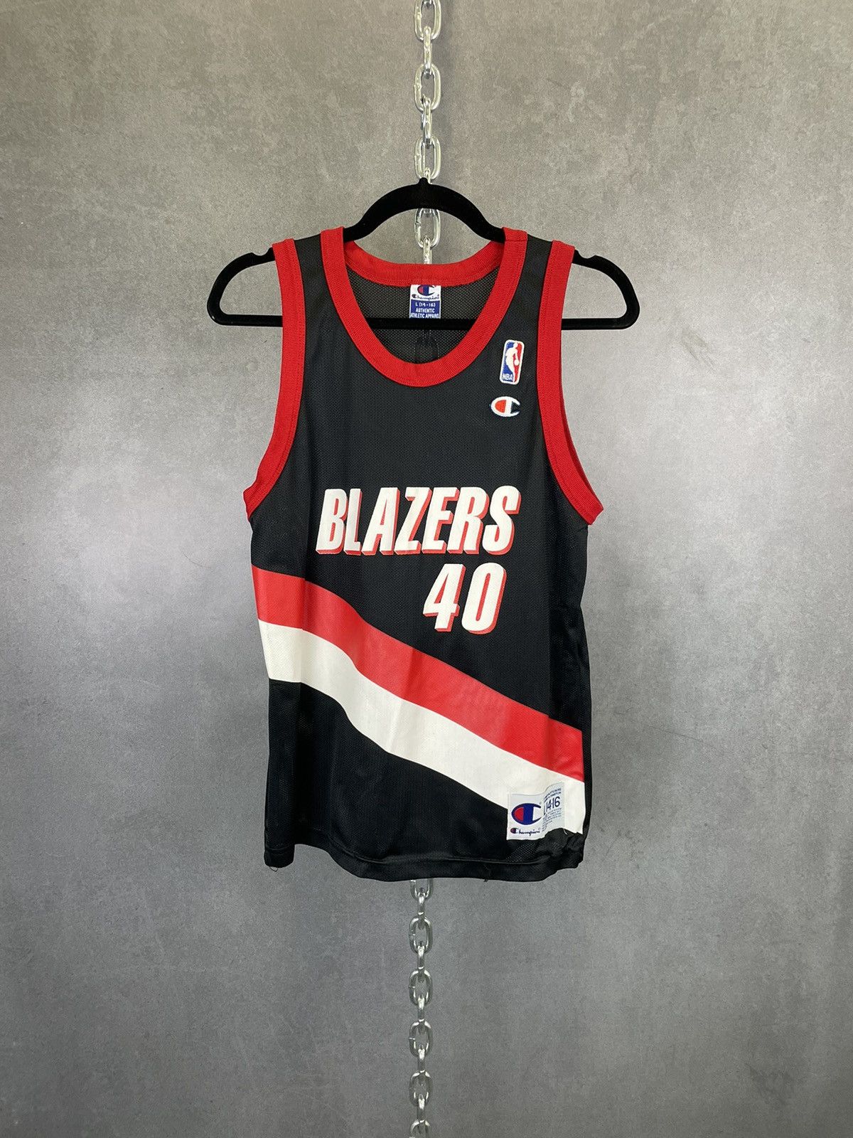 image of Vintage Authentic Shawn Kemp Portland Trailblazers Jersey Youth L in Black, Men's (Size XS)