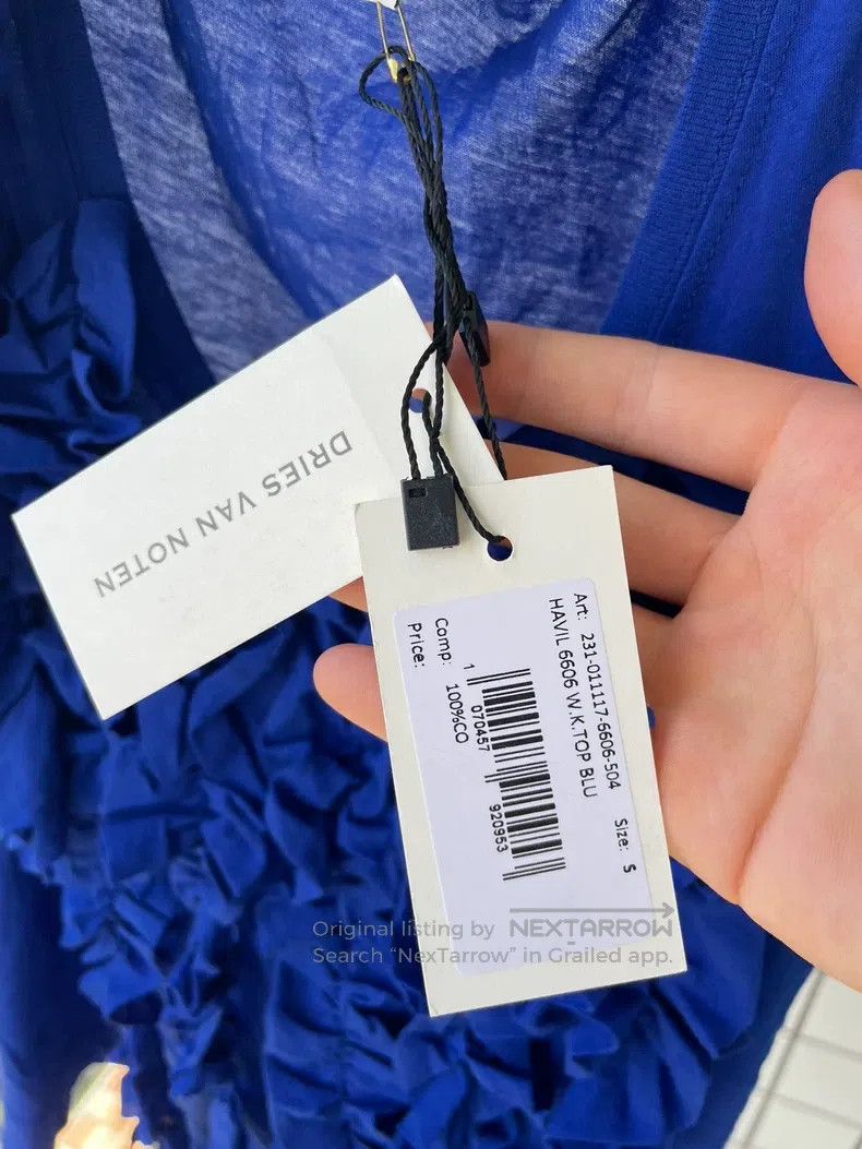 Dries Van Noten Dries Van Noten Blue ear-trimmed top Size S / US 4 / IT 40 - 6 Thumbnail