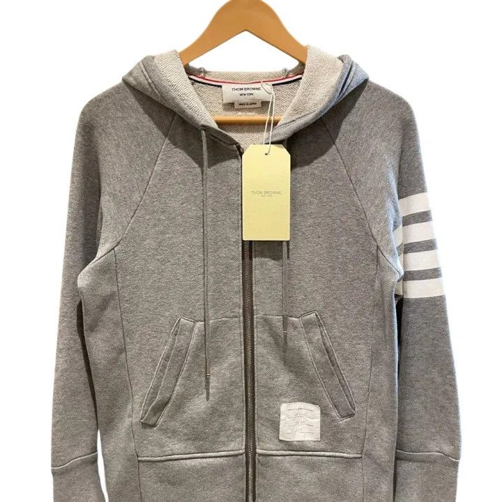 Thom Browne Classic Zip-Up Hoodie in Gray 0079