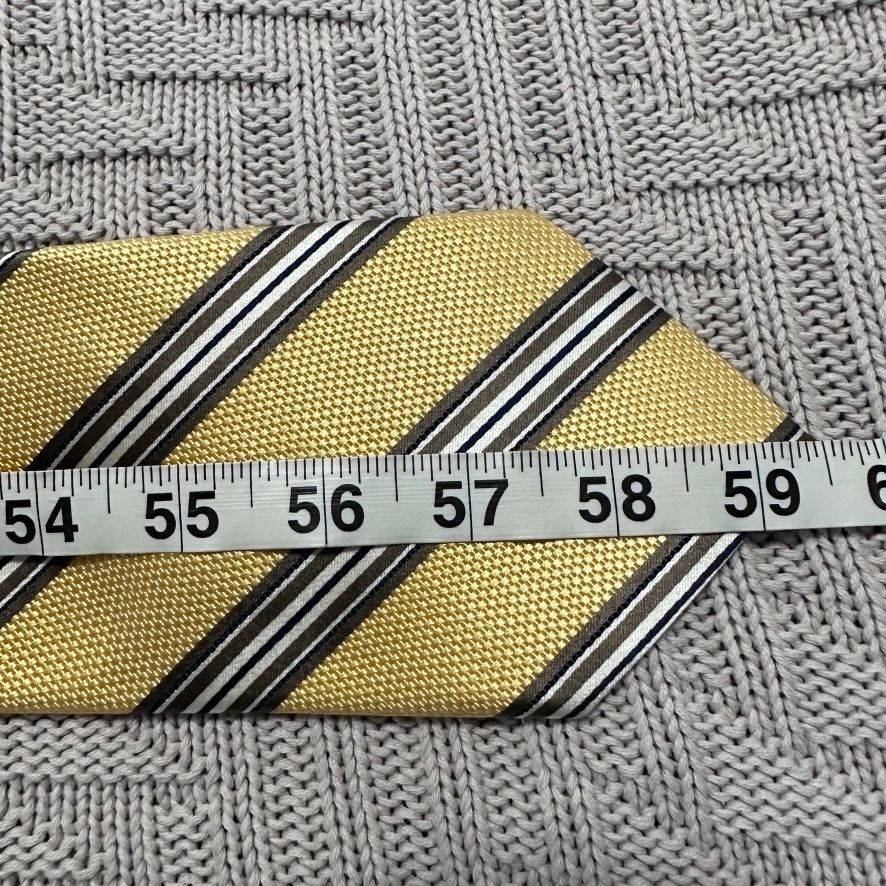 Paul Fredrick Paul Fredrick yellow and bronze striped Italian silk tie Size ONE SIZE - 4 Thumbnail