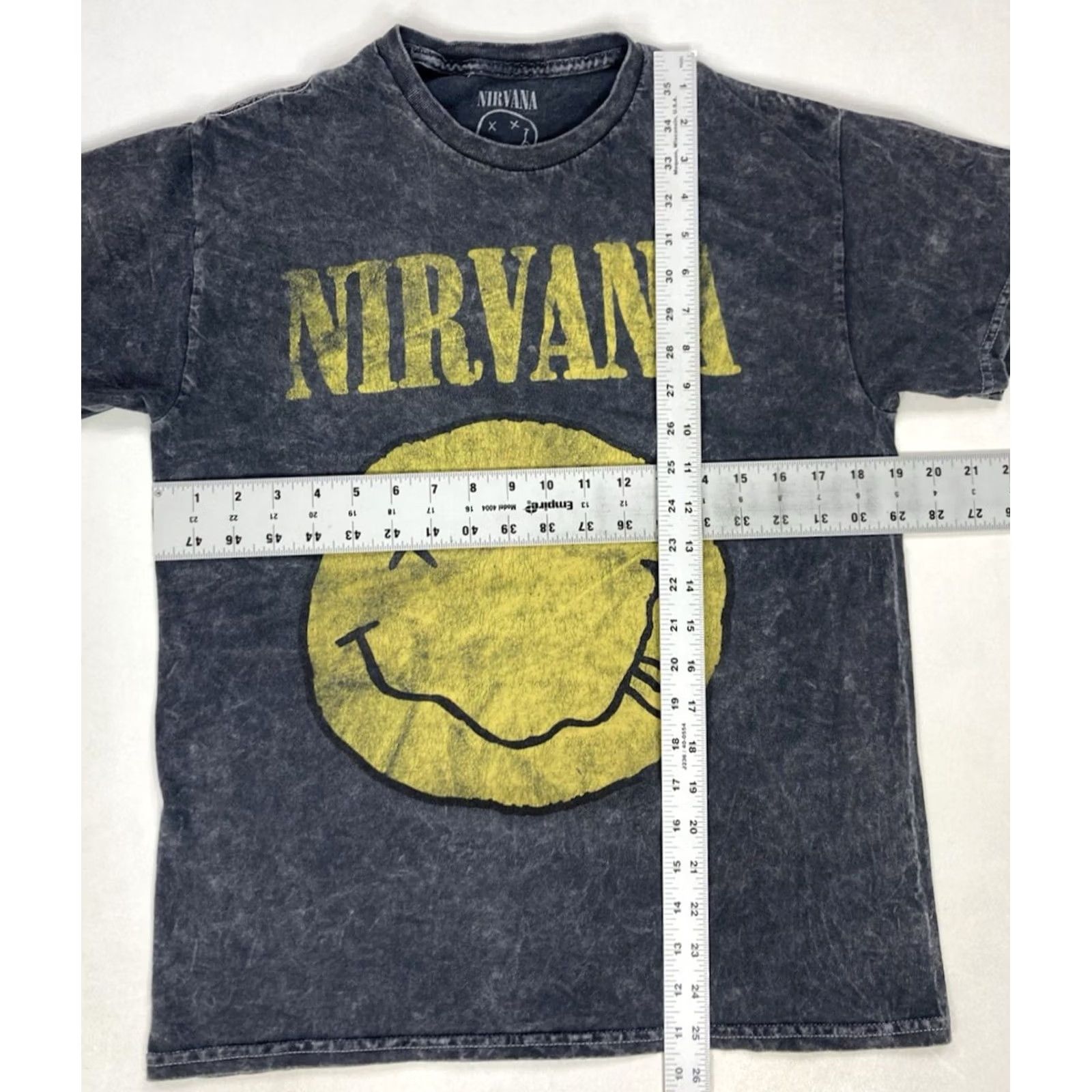 Vintage Nirvana Logo Smiley Graphic T-shirt Women Medium Black Acid Wash Socks? Size M / US 6-8 / IT 42-44 - 5 Thumbnail