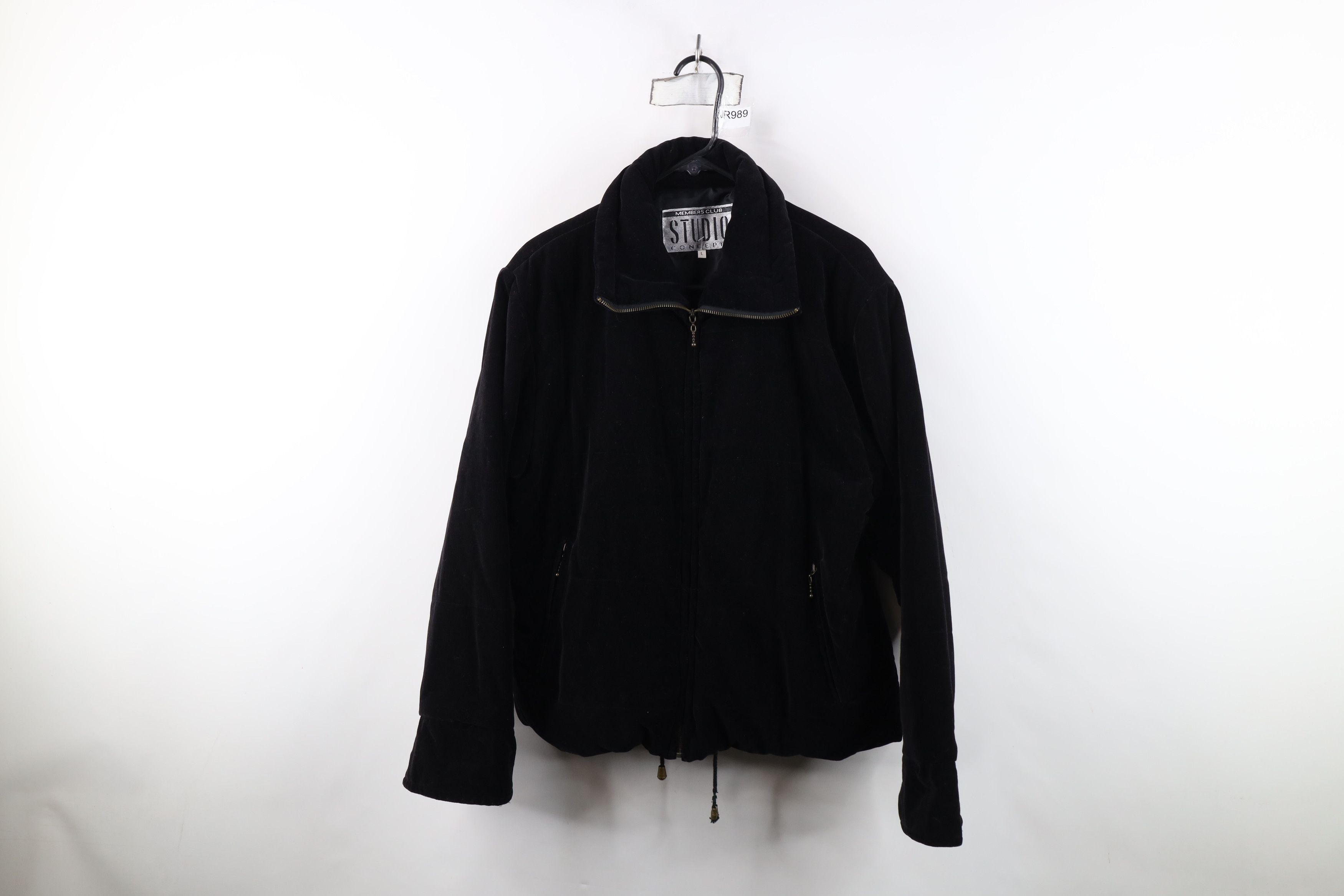 Vintage Vintage 90s Streetwear Velour Full Zip Puffer Jacket Black Size L / US 10 / IT 46 - 1 Thumbnail