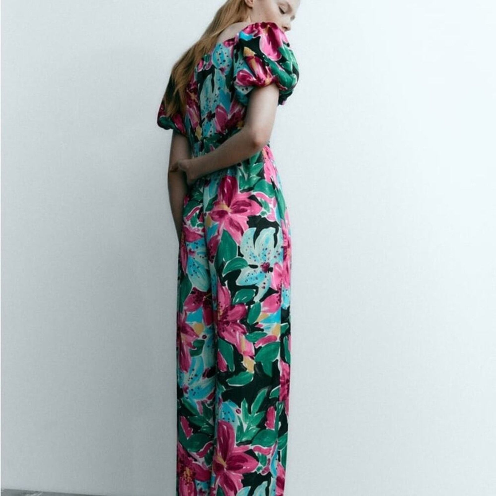 Zara ZARA FLORAL PRINT JUMPSUIT MULTICOLORED Size 26" / US 2 / IT 38 - 10 Thumbnail