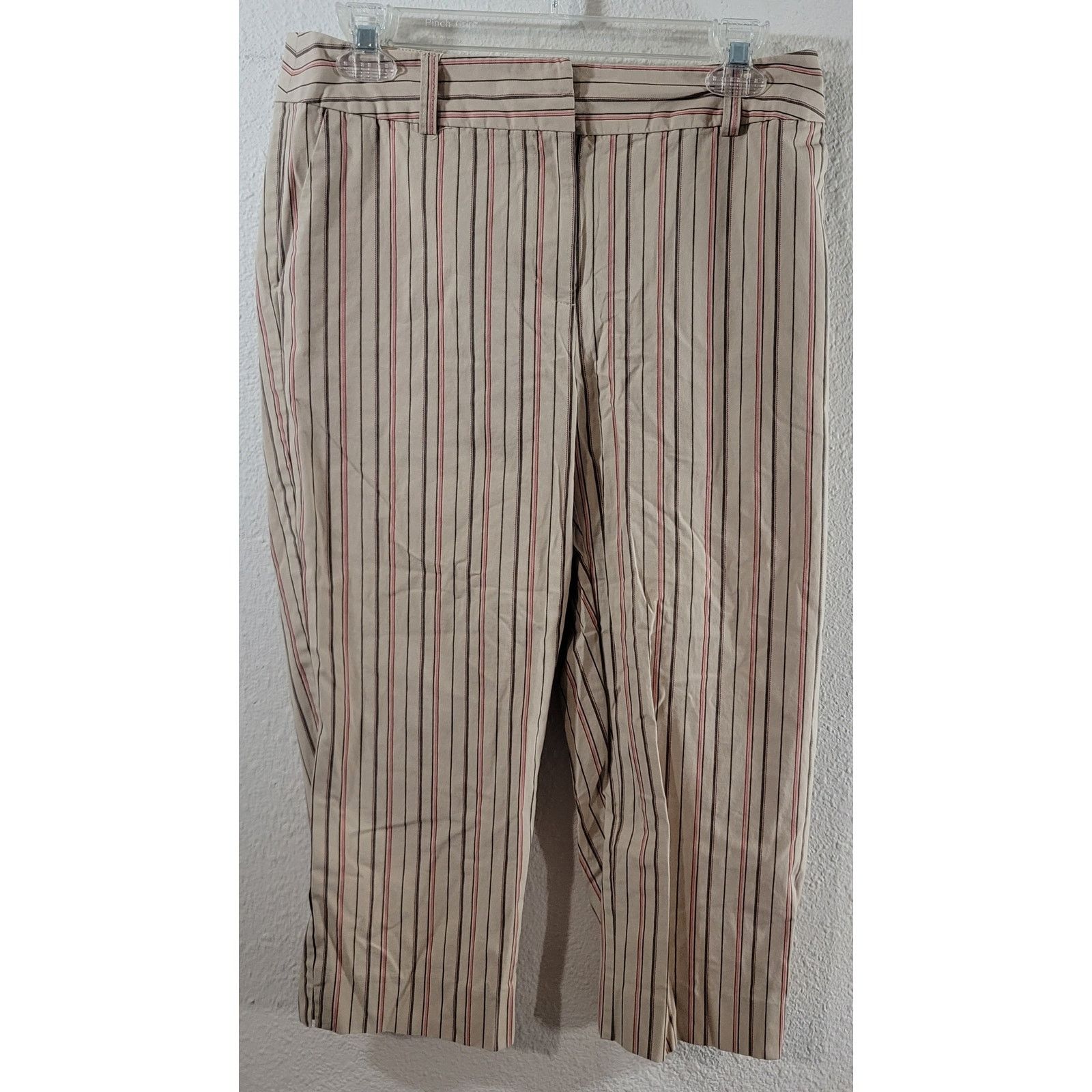 Other Villager Liz Claiborne Tan Brown Red Striped Cropped Pants 8 Size 30" / US 8 / IT 44 - 1 Thumbnail