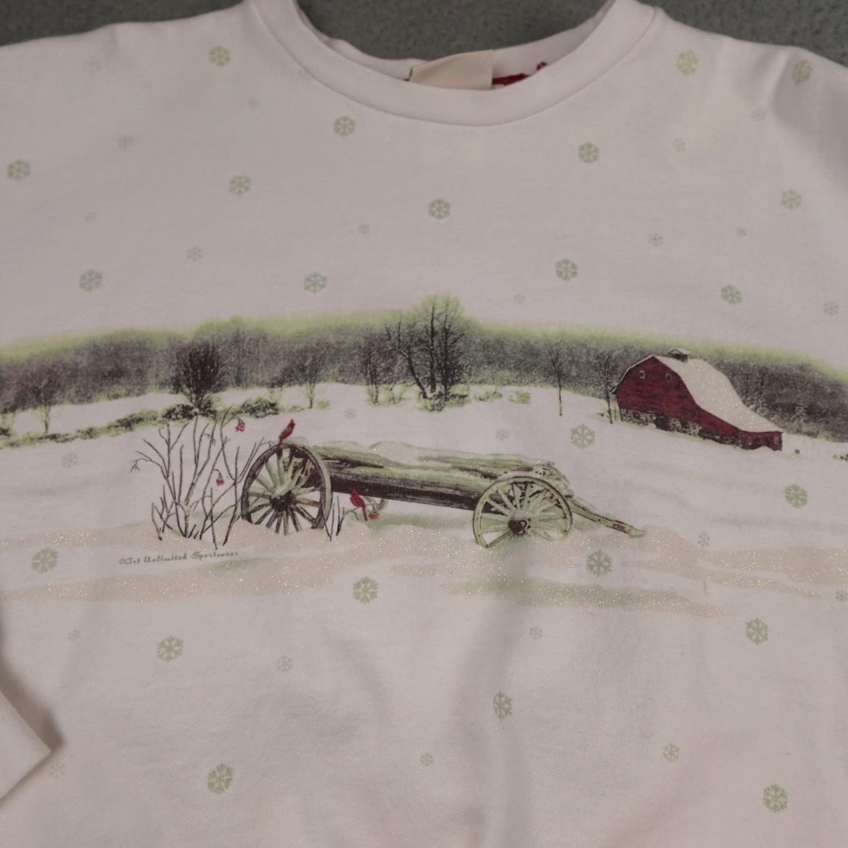 Vintage VINTAGE Art Unlimited Sportswear Sweatshirt Mens 2XL White Winter Barn Cardinal Graphic Print Crew Neck Pull over Size US XXL / EU 58 / 5 - 7 Thumbnail