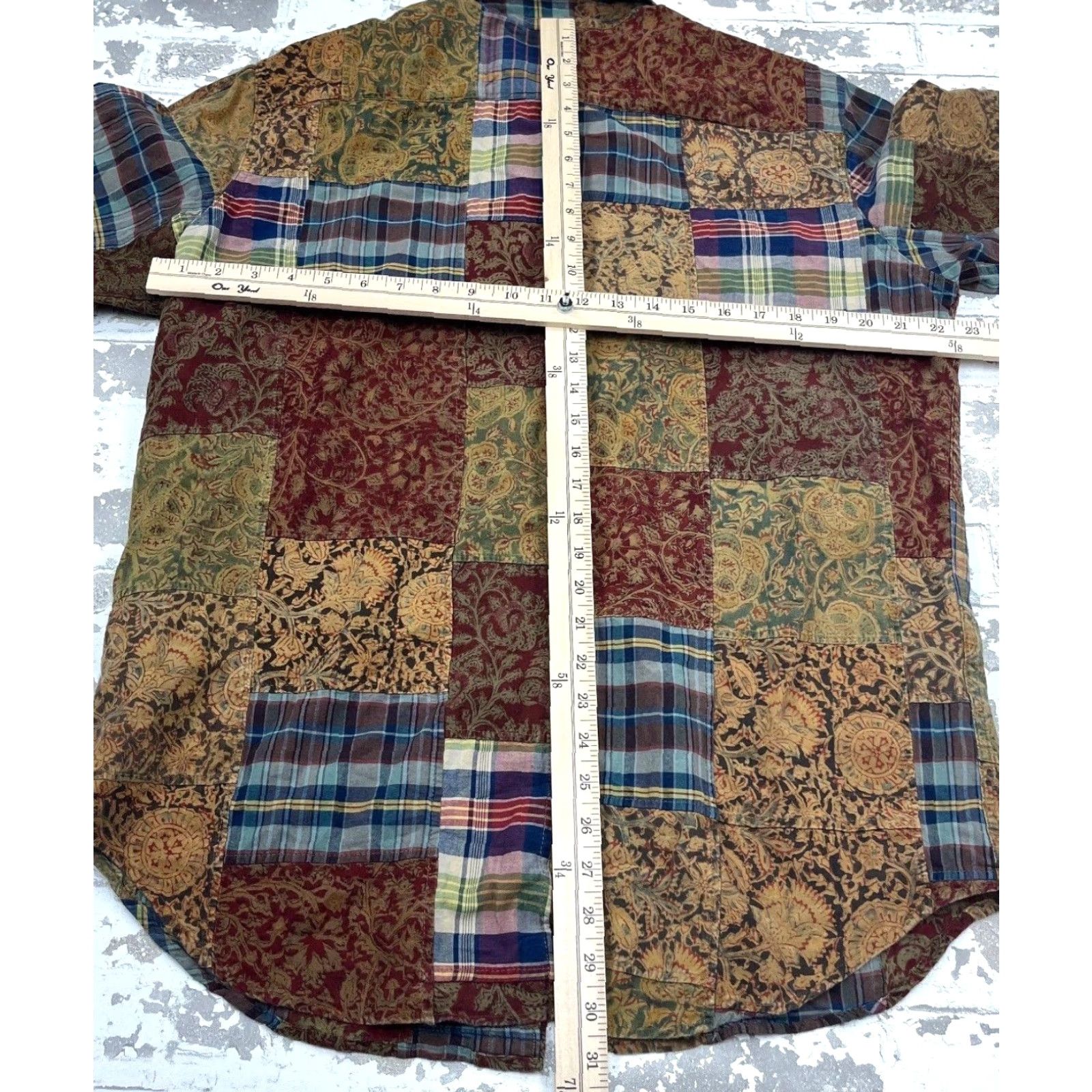 Polo Ralph Lauren VINTAGE Polo Ralph Lauren Shirt Men Large Brown Patchwork Paisley Plaid India Size US L / EU 52-54 / 3 - 7 Thumbnail