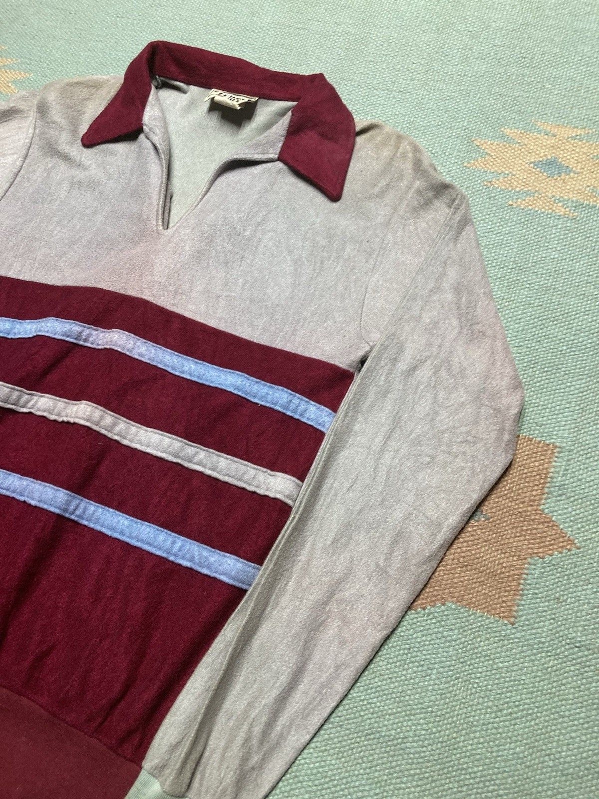 Vintage Vintage 70s polo shirt soft velour striped gaucho styl small Size US S / EU 44-46 / 1 - 4 Thumbnail