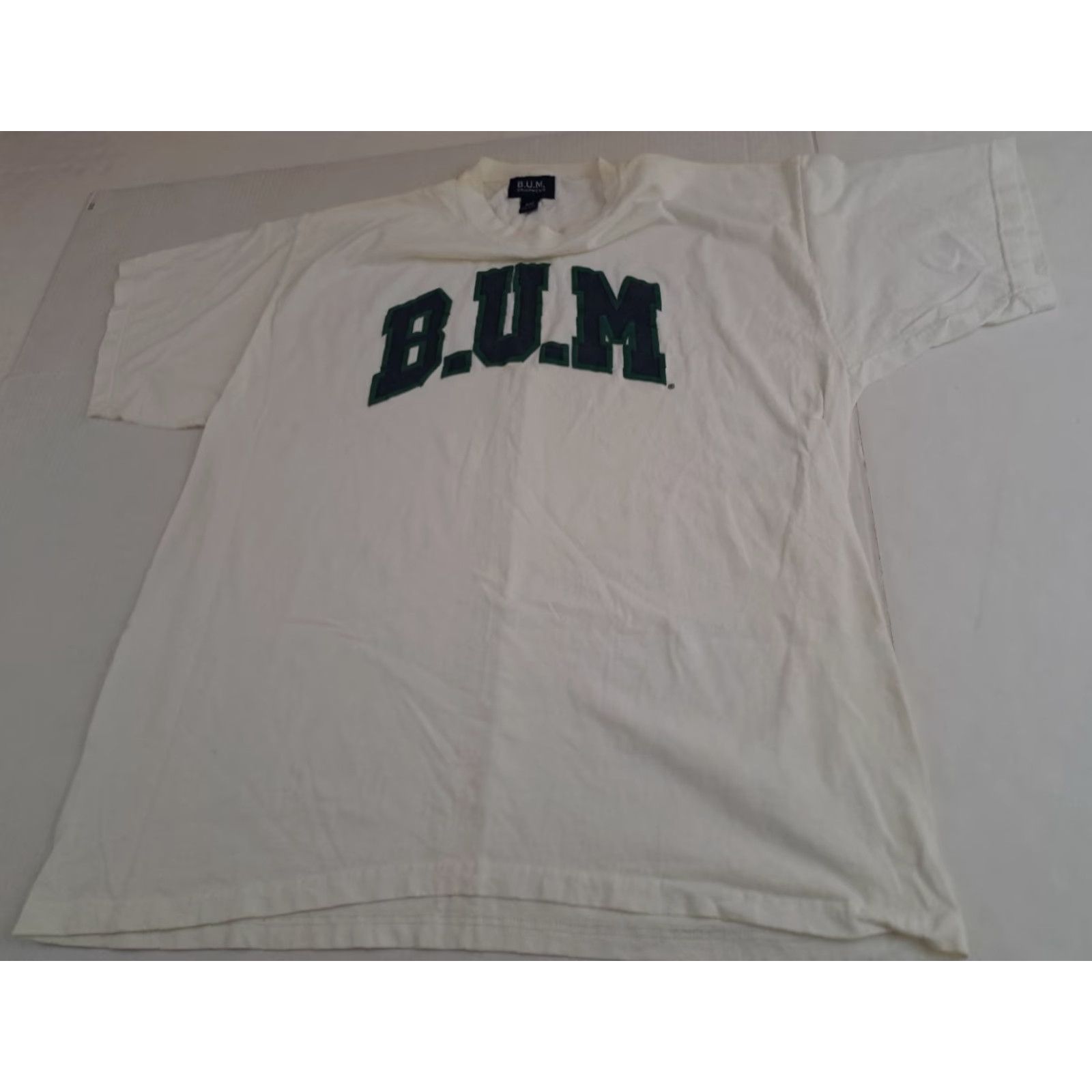 Vintage VINTAGE B.U.M. Equipment Embroidered T-Shirt 2XL White Cotton Canvas Short Sleeve Crew Neck Unisex Adults 90s USA Made Size US XXL / EU 58 / 5 - 6 Thumbnail