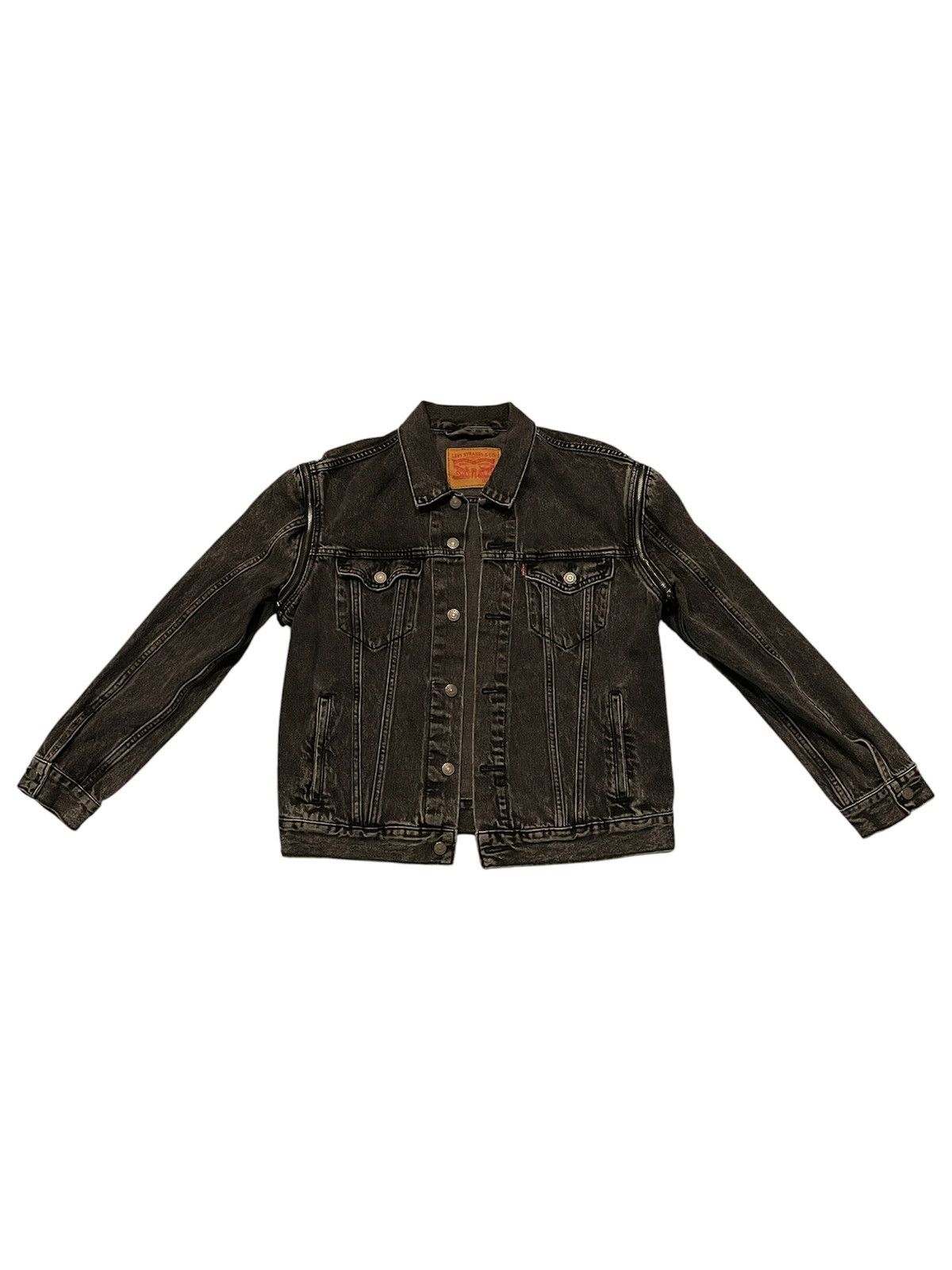 Levi's Vintage Clothing Levi's Black Convertible Zip-Sleeve Denim Trucker Jacket Size US M / EU 48-50 / 2 - 1 Thumbnail