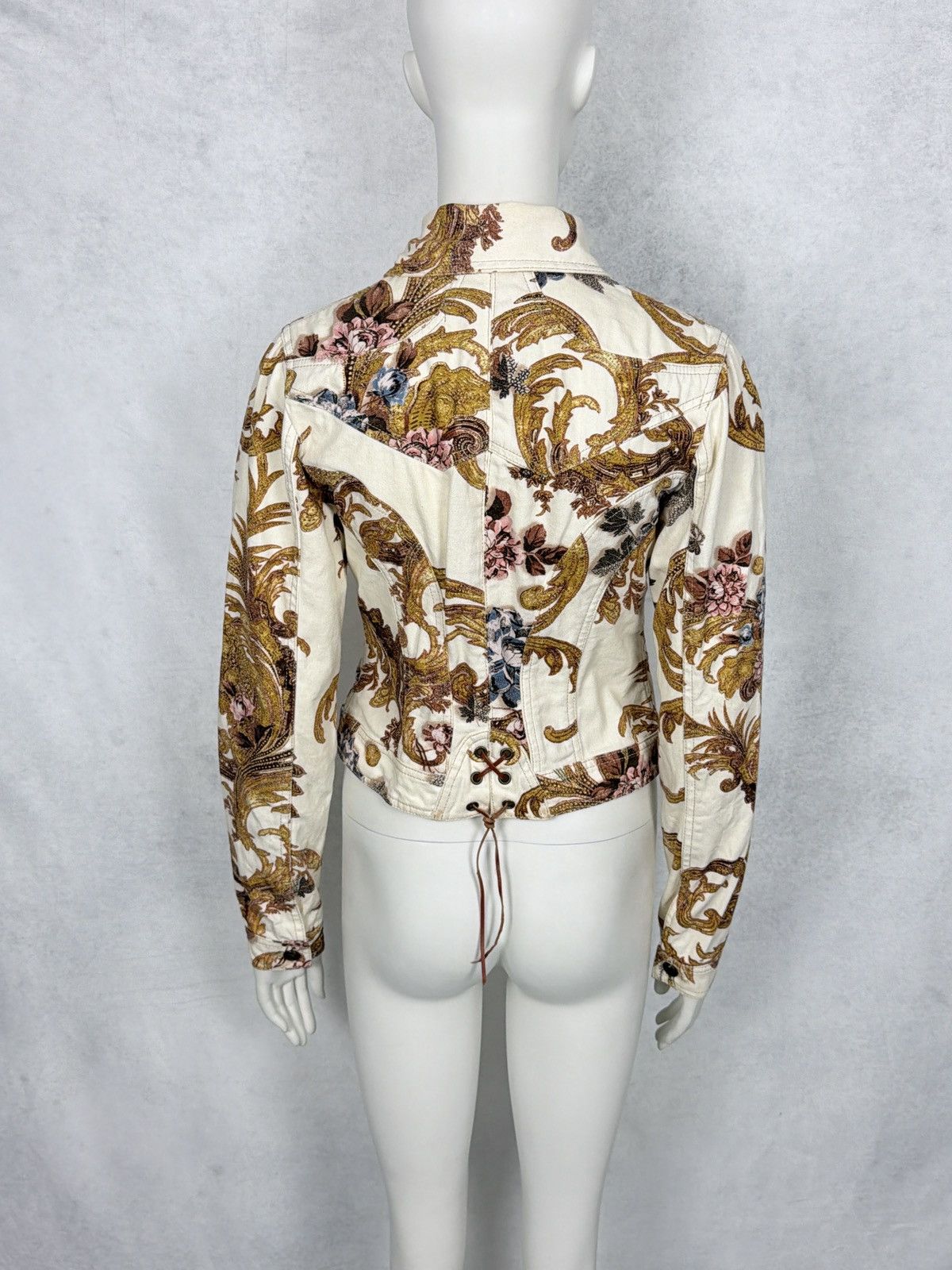 Roberto Cavalli Roberto Cavalli 2000’s Corseted Floral Baroque Denim Jacket Size S / US 4 / IT 40 - 9 Thumbnail