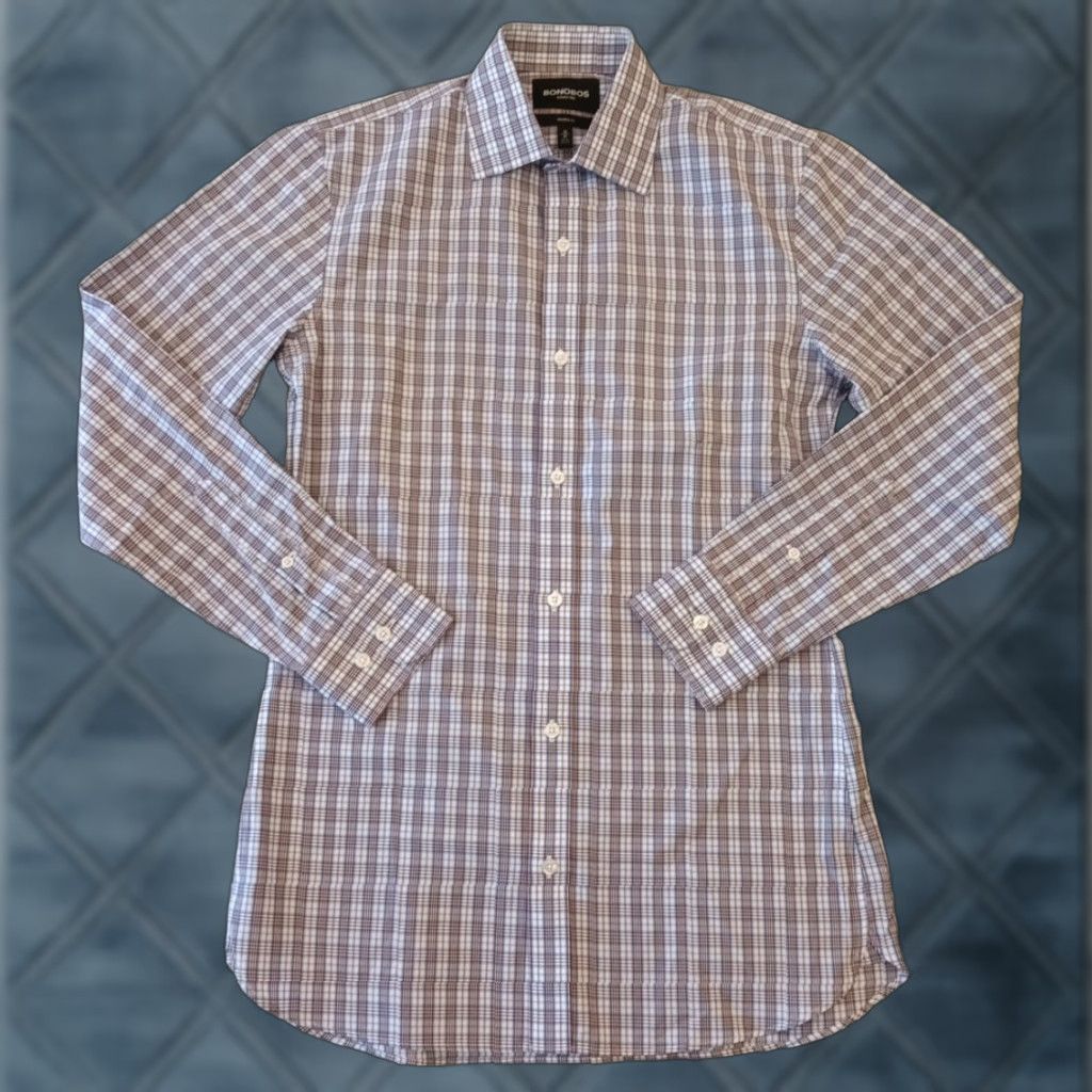 Bonobos Bonobos Shirt Mens 15 Blue Plaid Long Sleeve Button Up Tailored Dress Shirt Mens Size US M / EU 48-50 / 2 - 1 Thumbnail