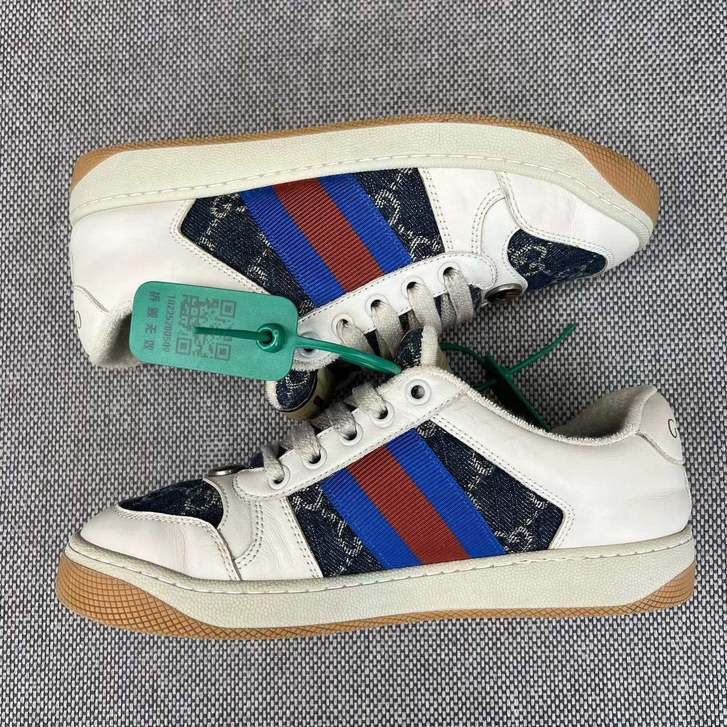 Gucci Gucci Distressed Sneaker Enamel Red & Blue Women's EU 35.5 Size US 5 / IT 35 - 2 Thumbnail