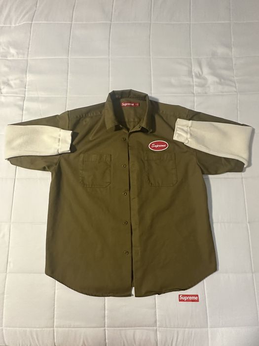 Supreme Supreme Thermal Sleeve Work Shirt 'Olive' | Grailed