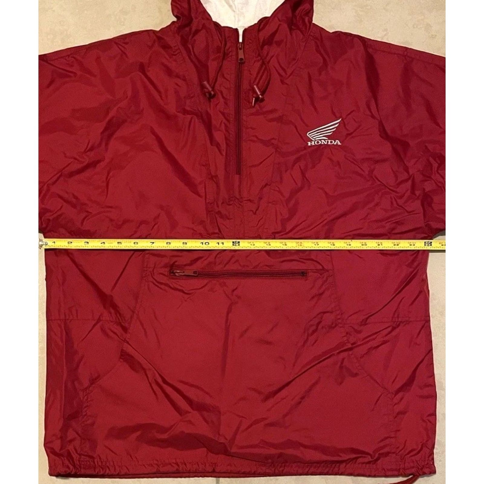 Honda VINTAGE Honda Racing Anorak Jacket M Red Biker 90s Windbreaker Racing Nascar Indy 500 Harley 1/2 Zip Hooded Mens Size US M / EU 48-50 / 2 - 6 Thumbnail