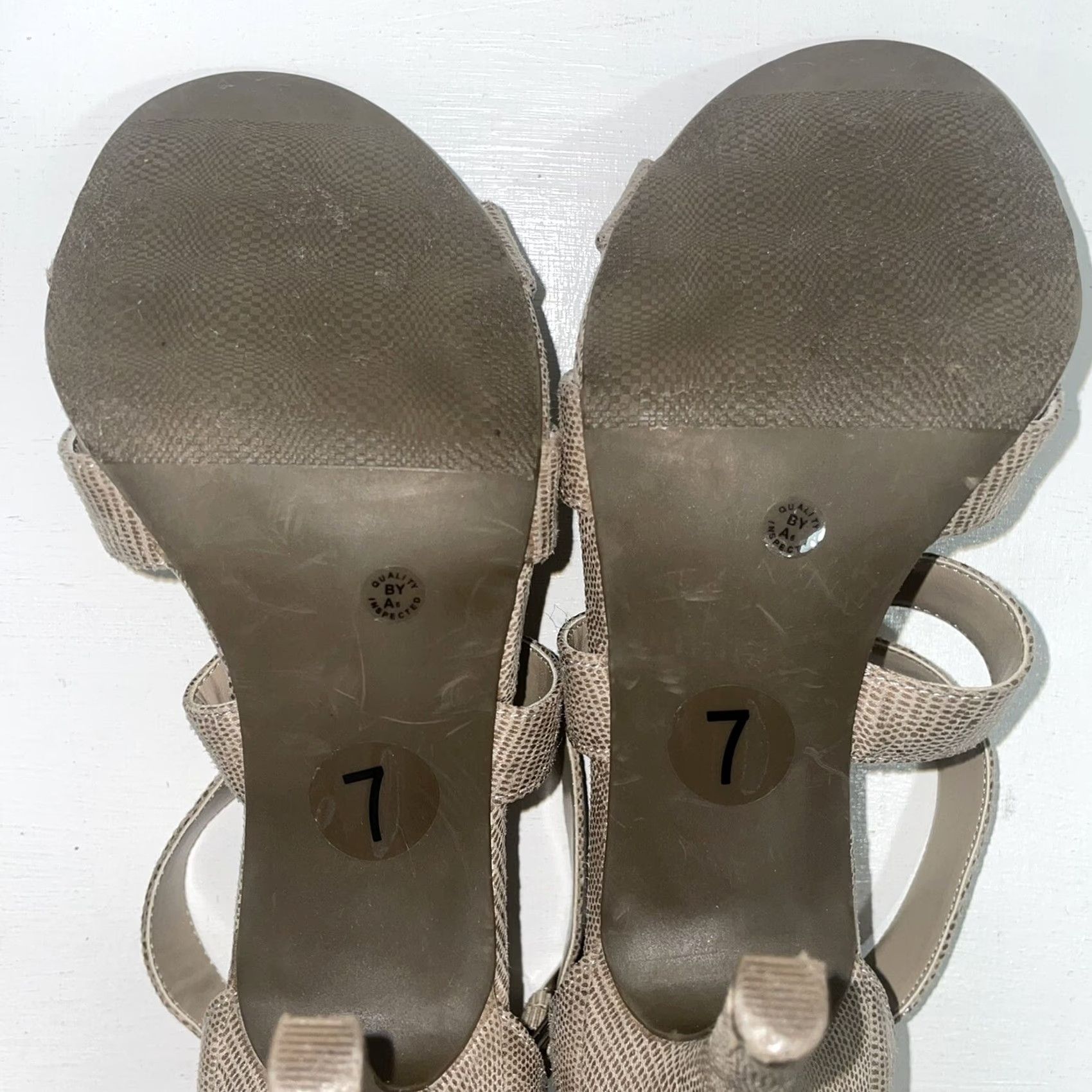 Worthington Worthington Cari Taupe High Heeled Sandal Women Size 7 M Zipper Back Open Toe Snakeskin Pattern Stiletto Heel 3.5 in Party/Cocktail Shoes Size US 7 / IT 37 - 6 Thumbnail