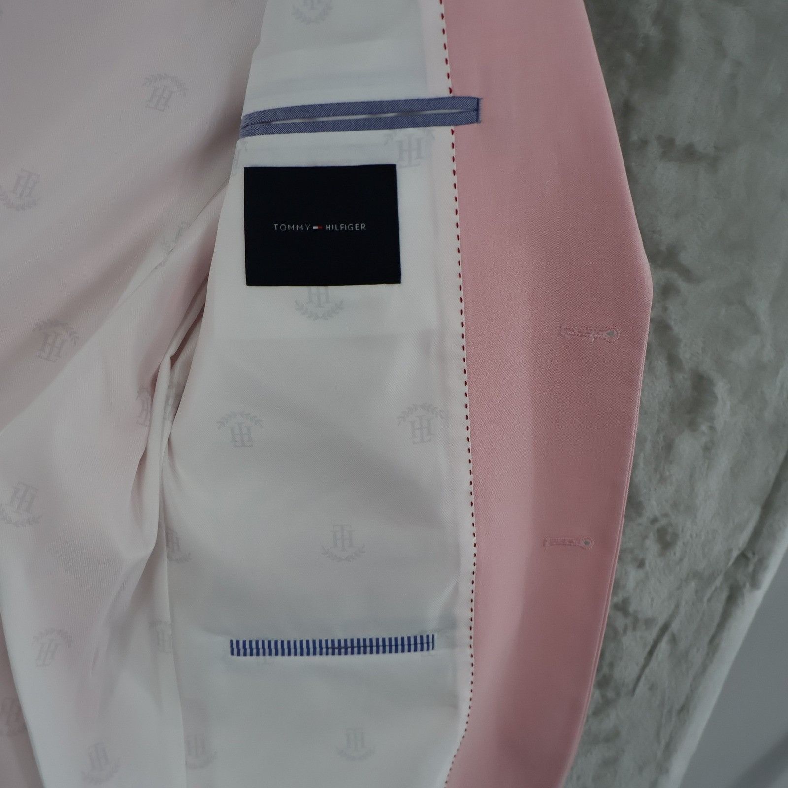Tommy Hilfiger Tommy Hilfiger Modern Fit Flex Blazer Men 40L Pink Classic Size 40L - 13 Thumbnail